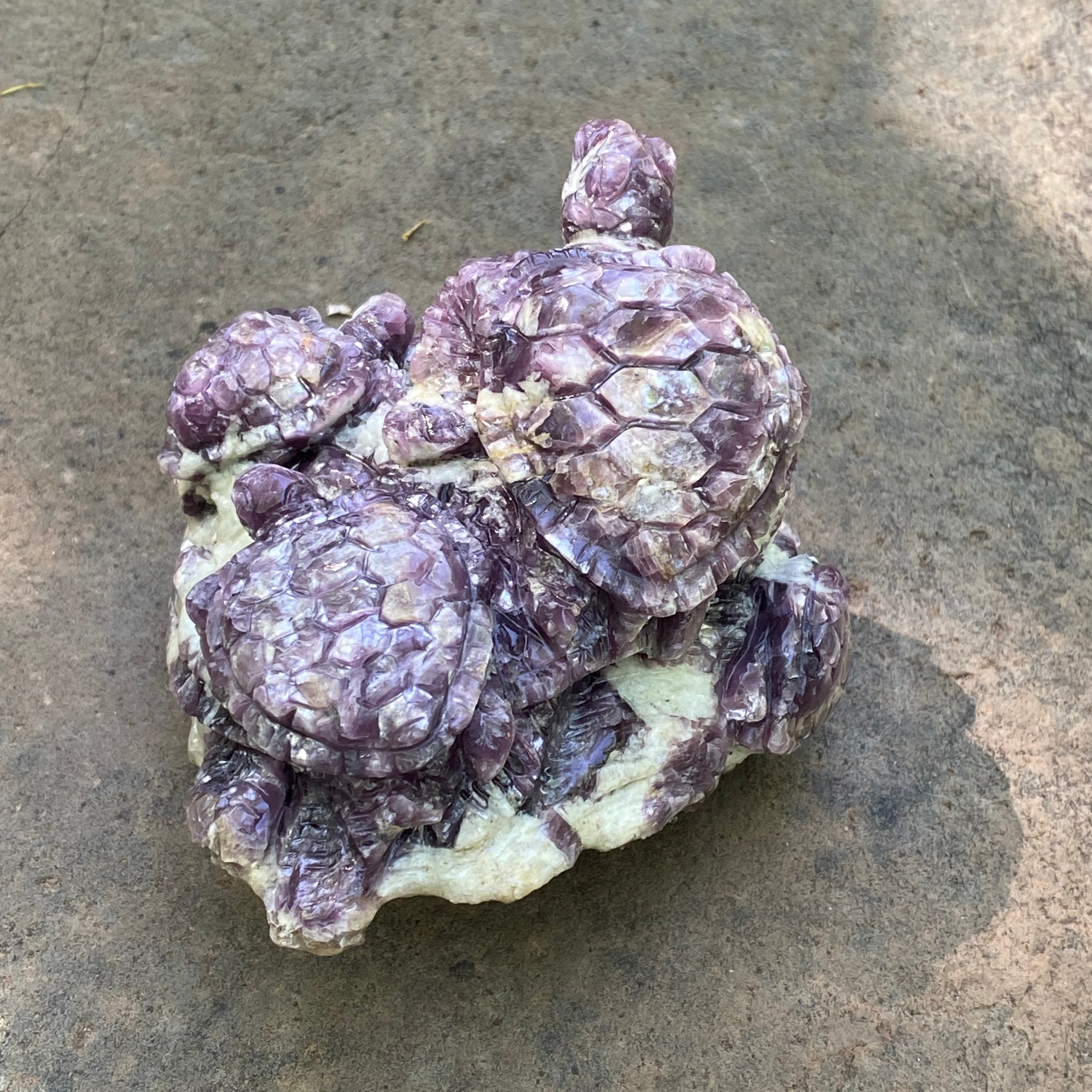 Starborn Hand Carved Lepidolite Turtle Family