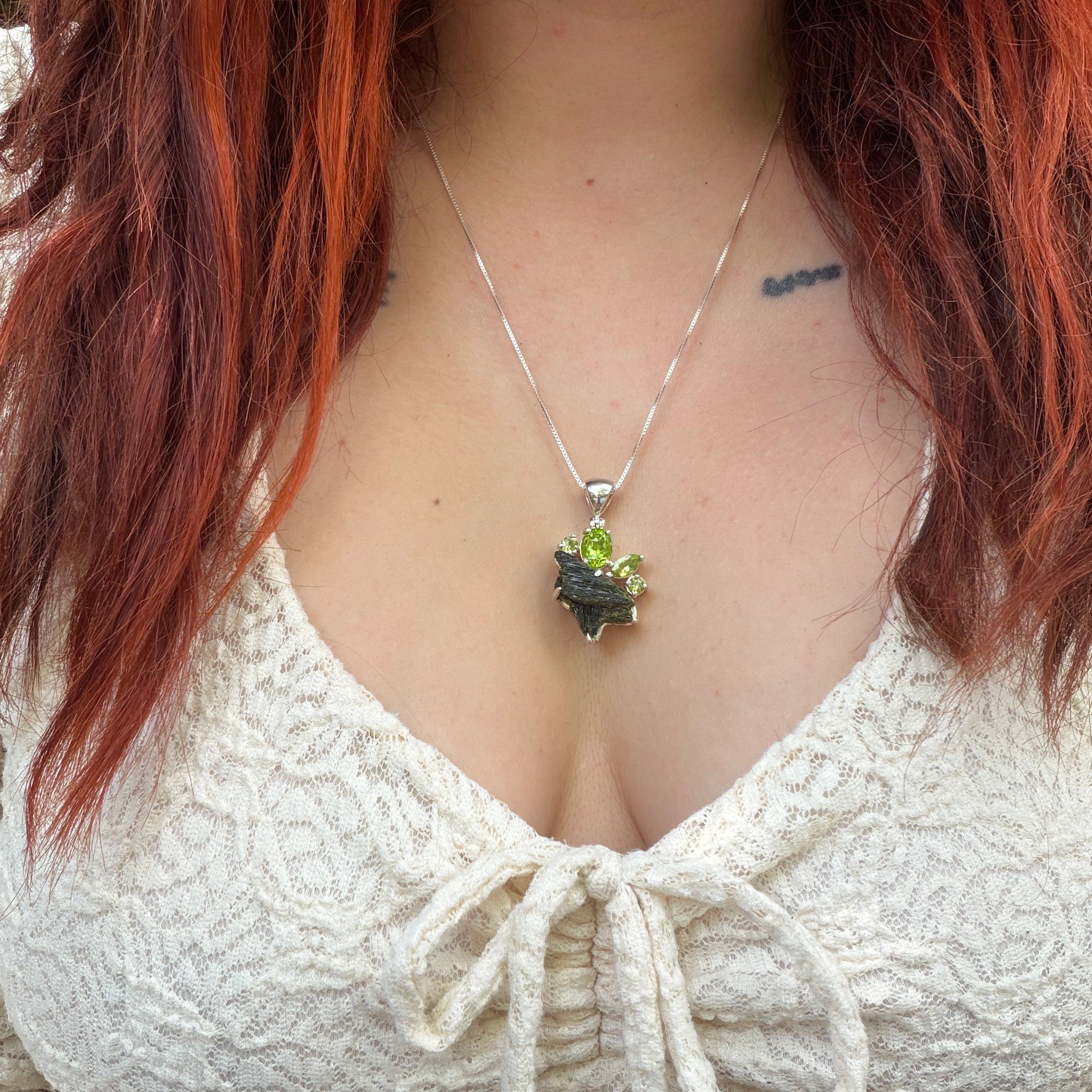 Starborn Epidote + Peridot Pendant in Sterling Silver