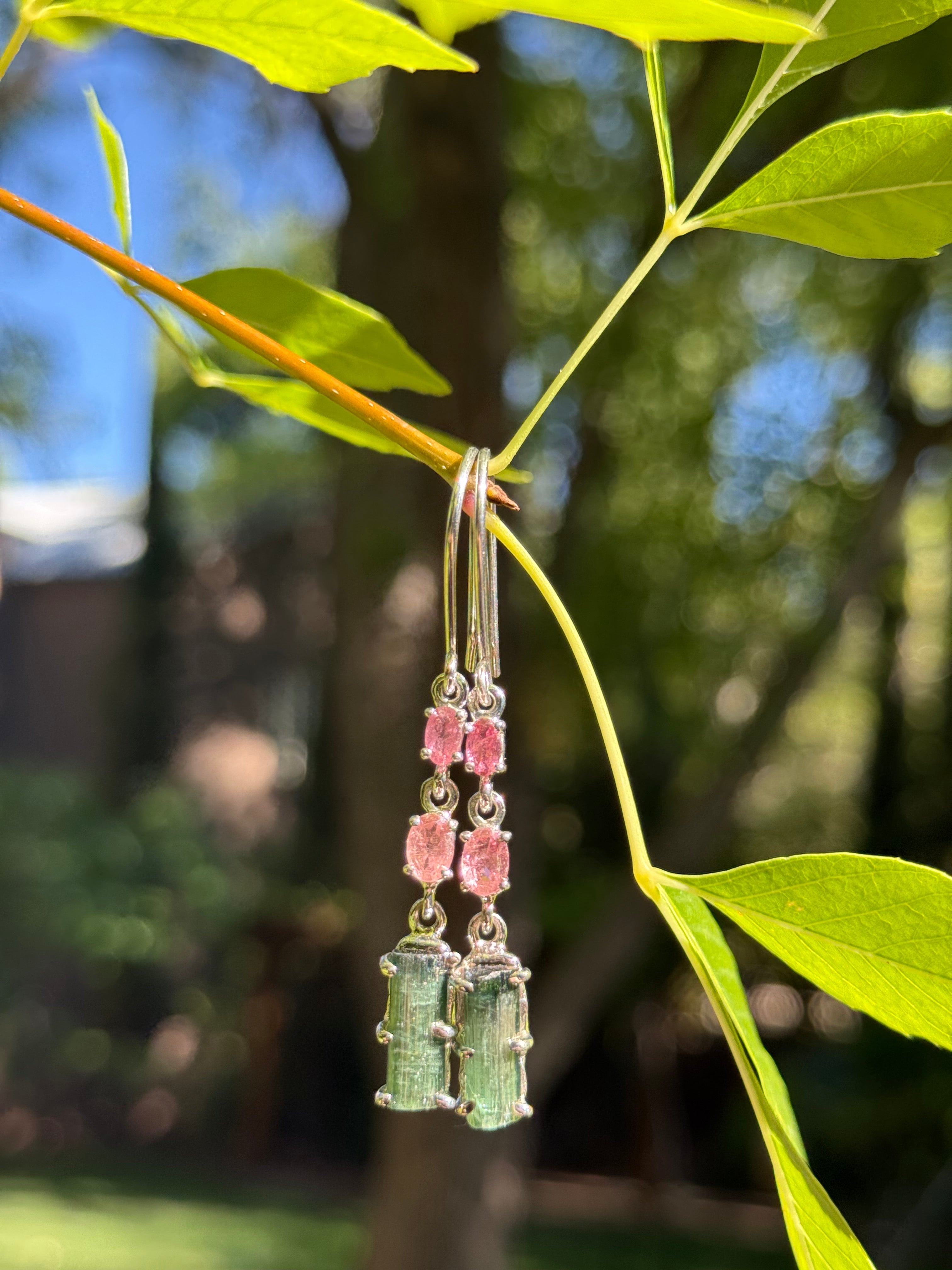 Starborn Tourmaline Dangle Earrings in Sterling Silver