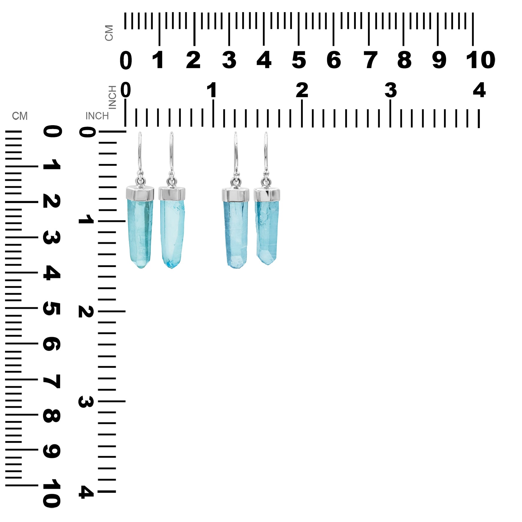 Starborn Aqua Aura Quartz Crystal Point Sterling Silver Drop Earrings
