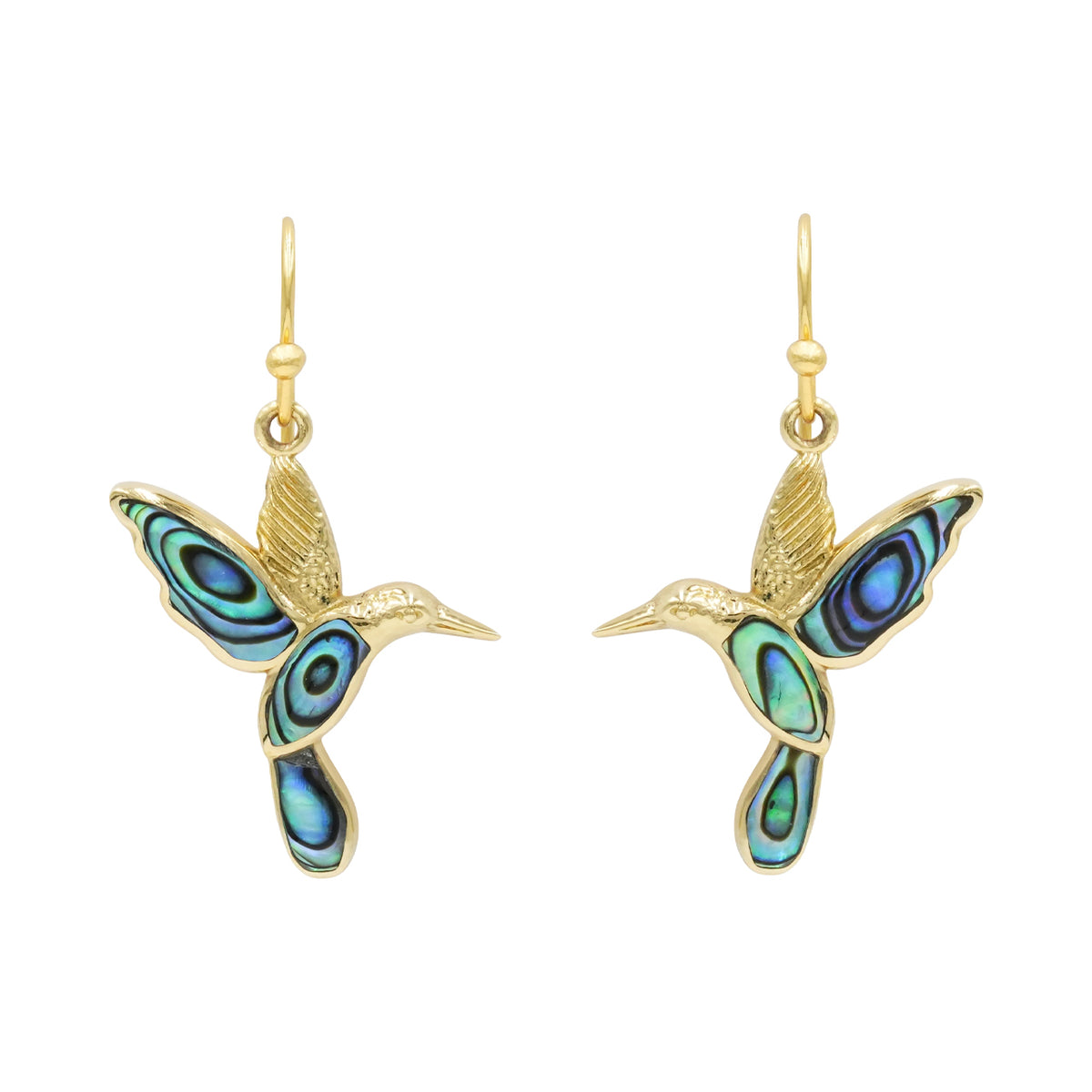 Starborn Abalone Shell Hummingbird Earrings in Sterling Silver