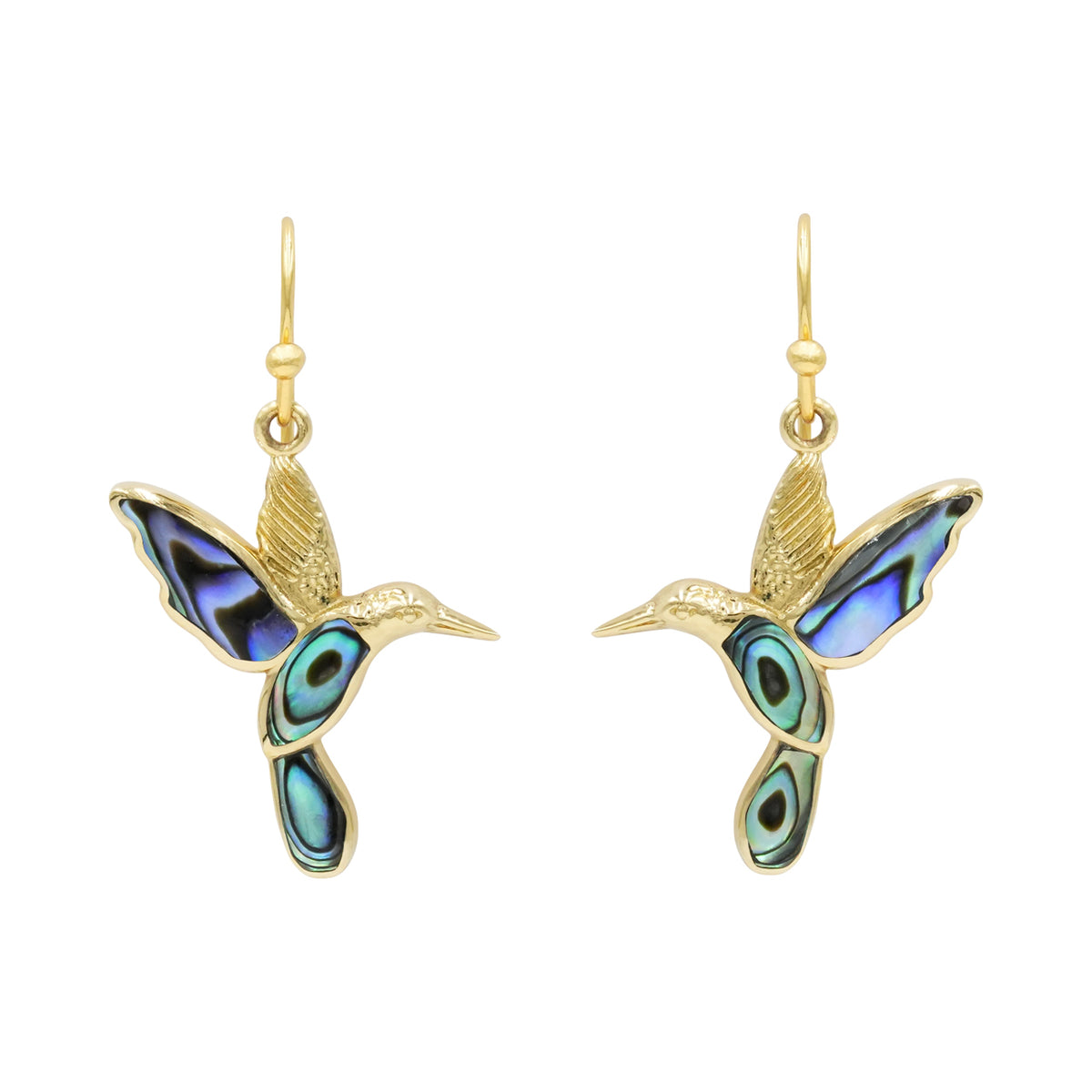 Starborn Abalone Shell Hummingbird Earrings in Sterling Silver