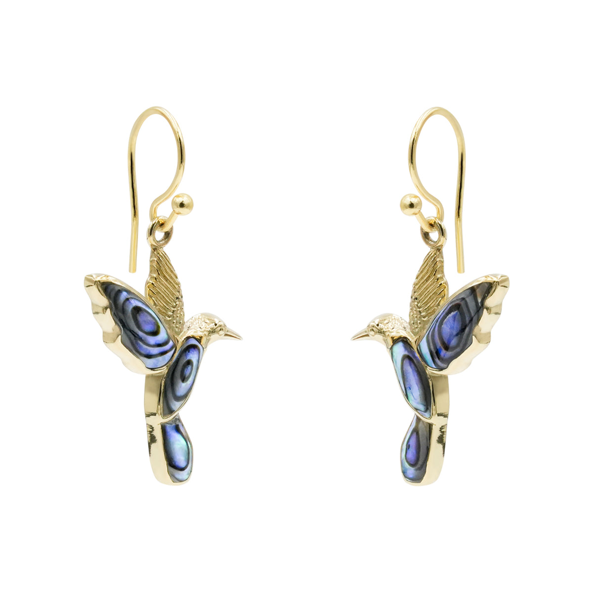 Starborn Abalone Shell Hummingbird Earrings in Sterling Silver