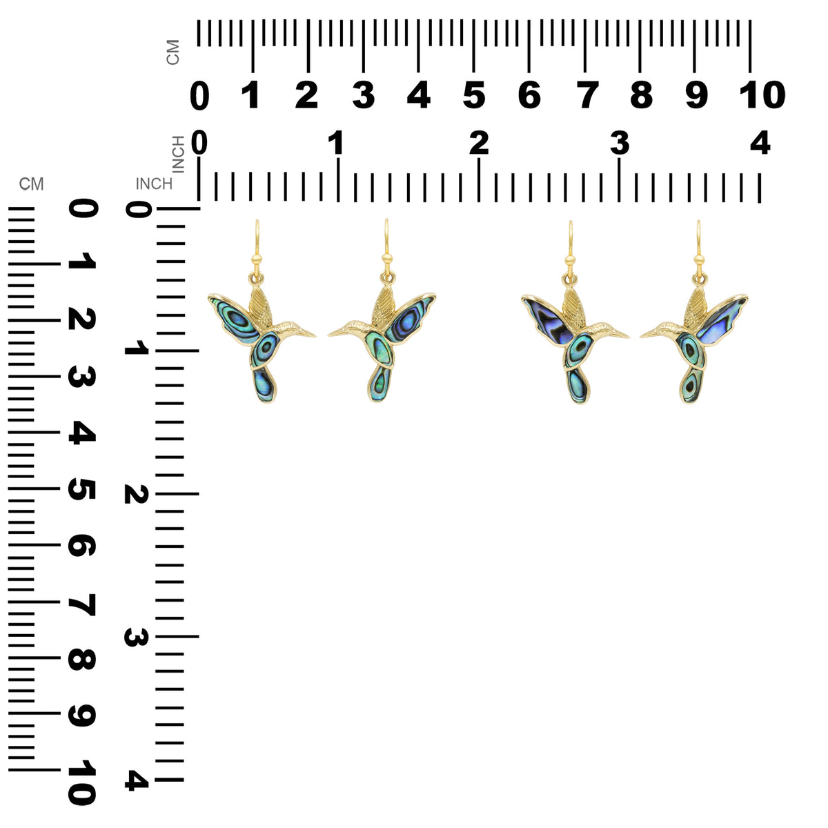 Starborn Abalone Shell Hummingbird Earrings in Sterling Silver