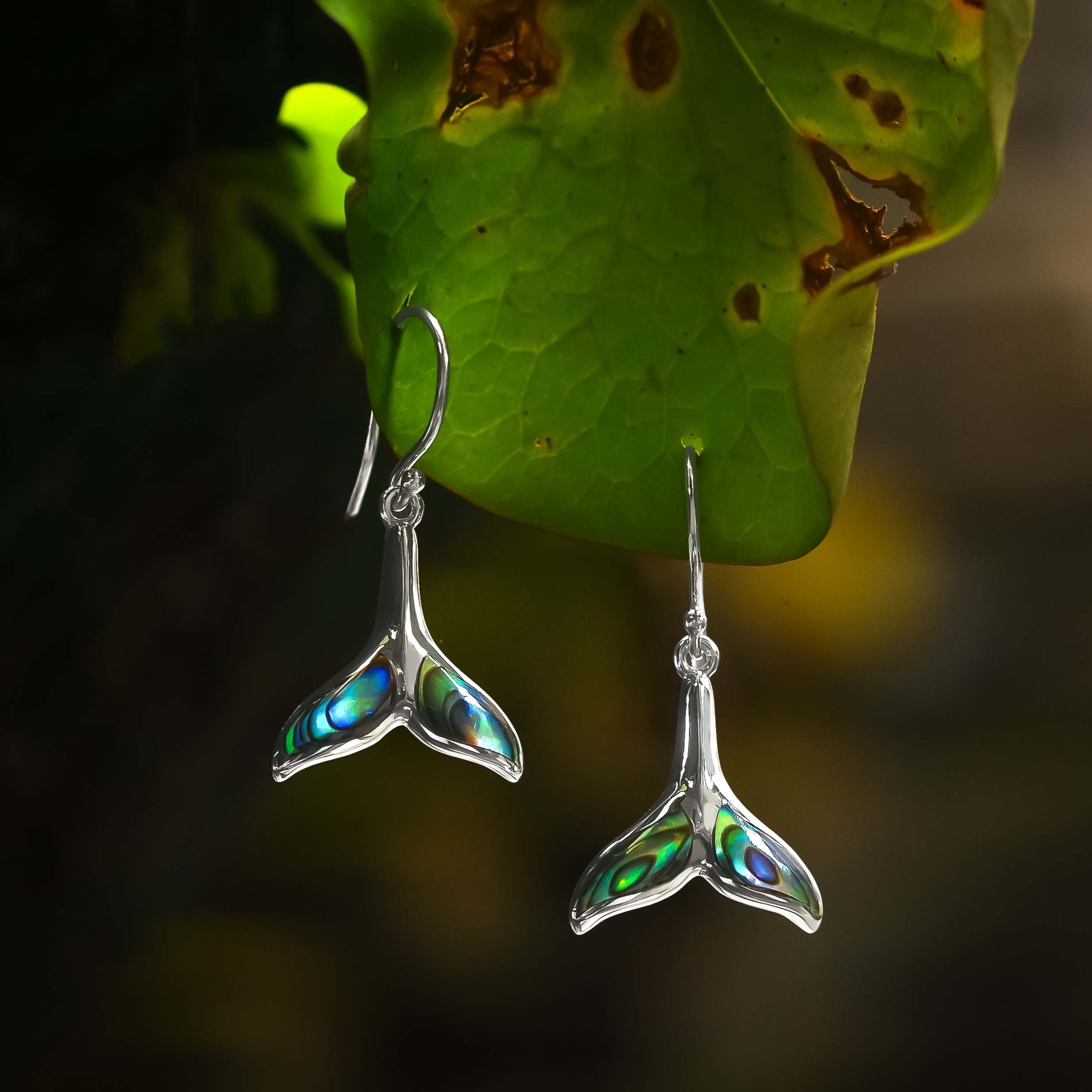 Starborn Gemstone Whale Tail Earrings in Sterling Silver
