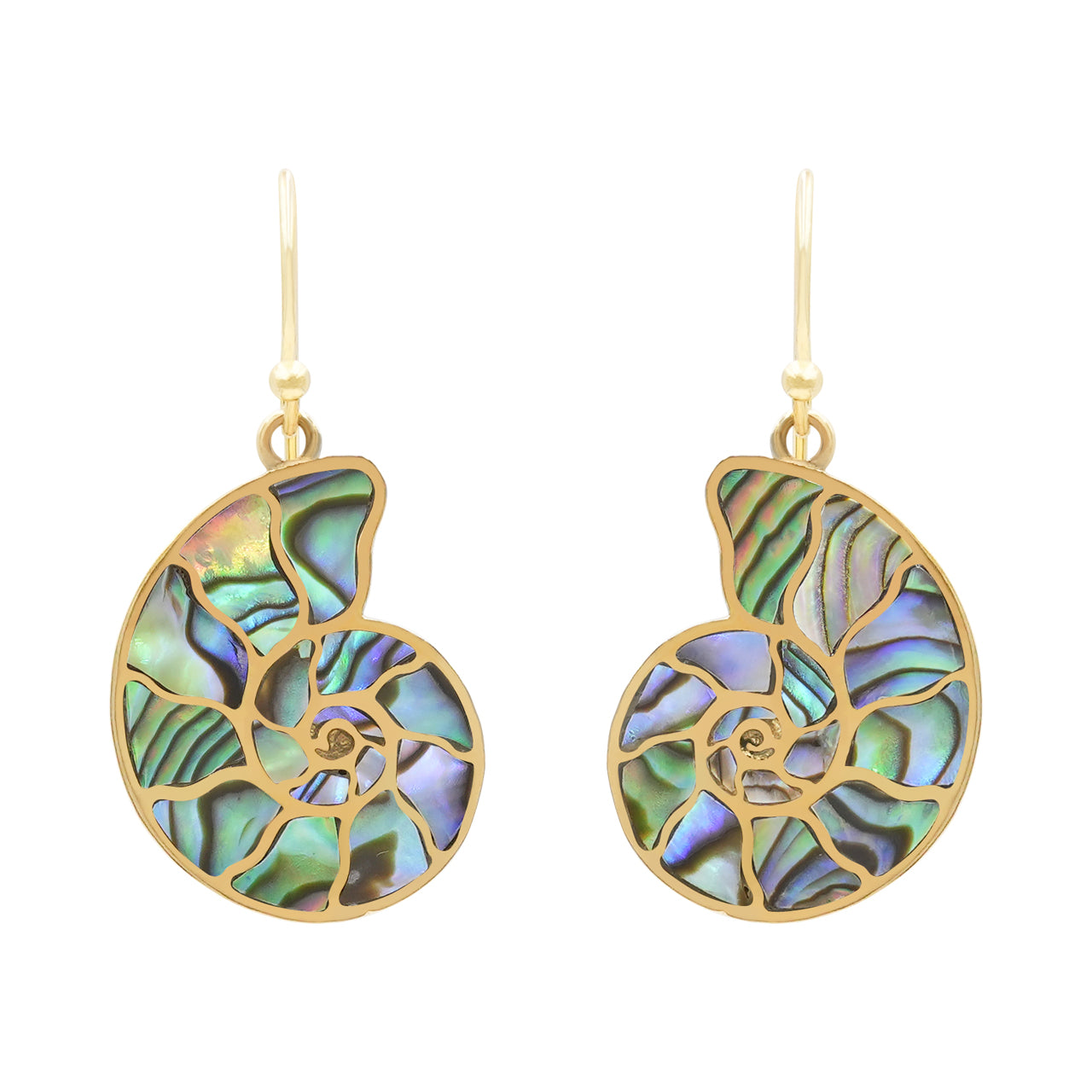 Starborn Nautilus-Ammonit mit Abalone-Muscheleinlage Ohrringe