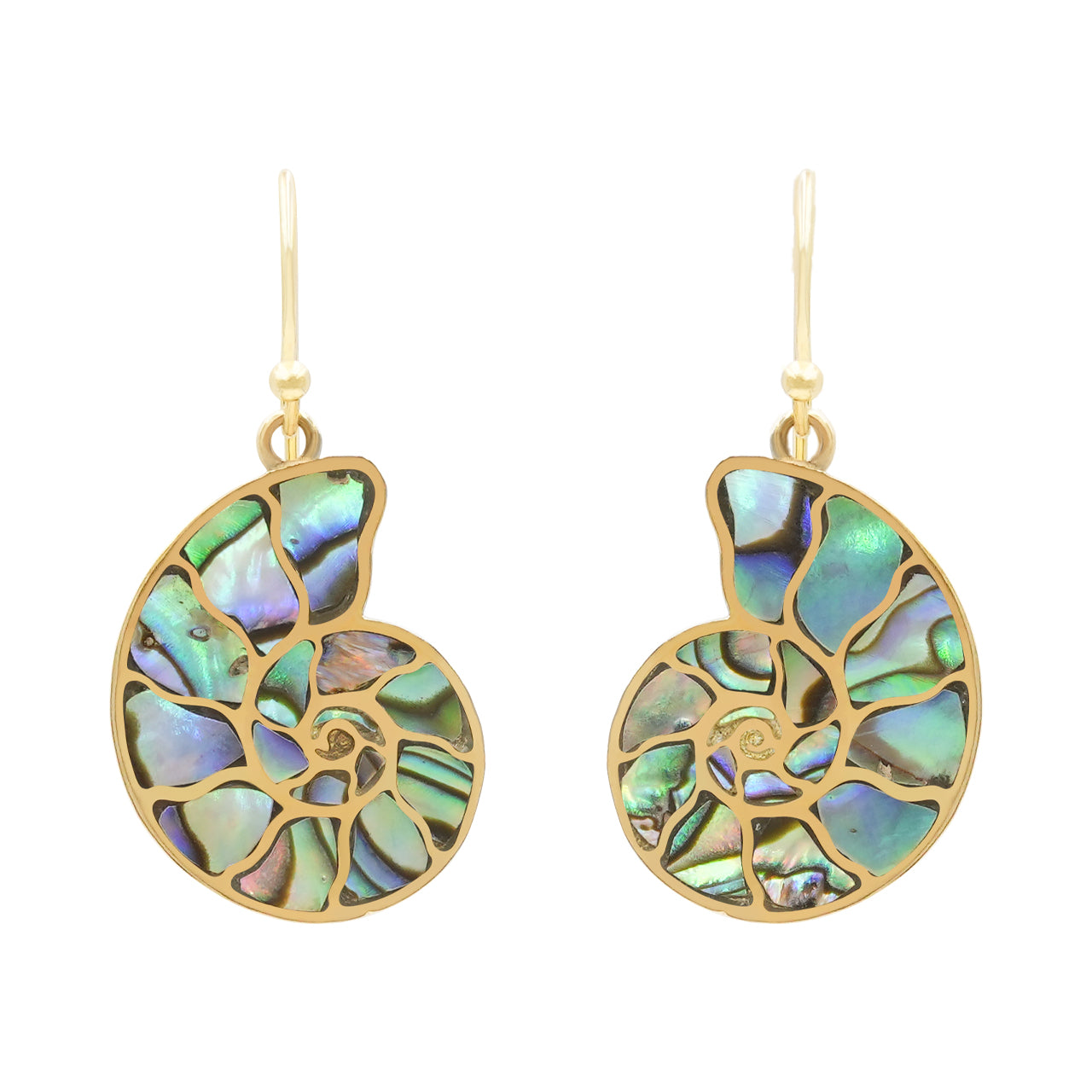 Starborn Nautilus-Ammonit mit Abalone-Muscheleinlage Ohrringe