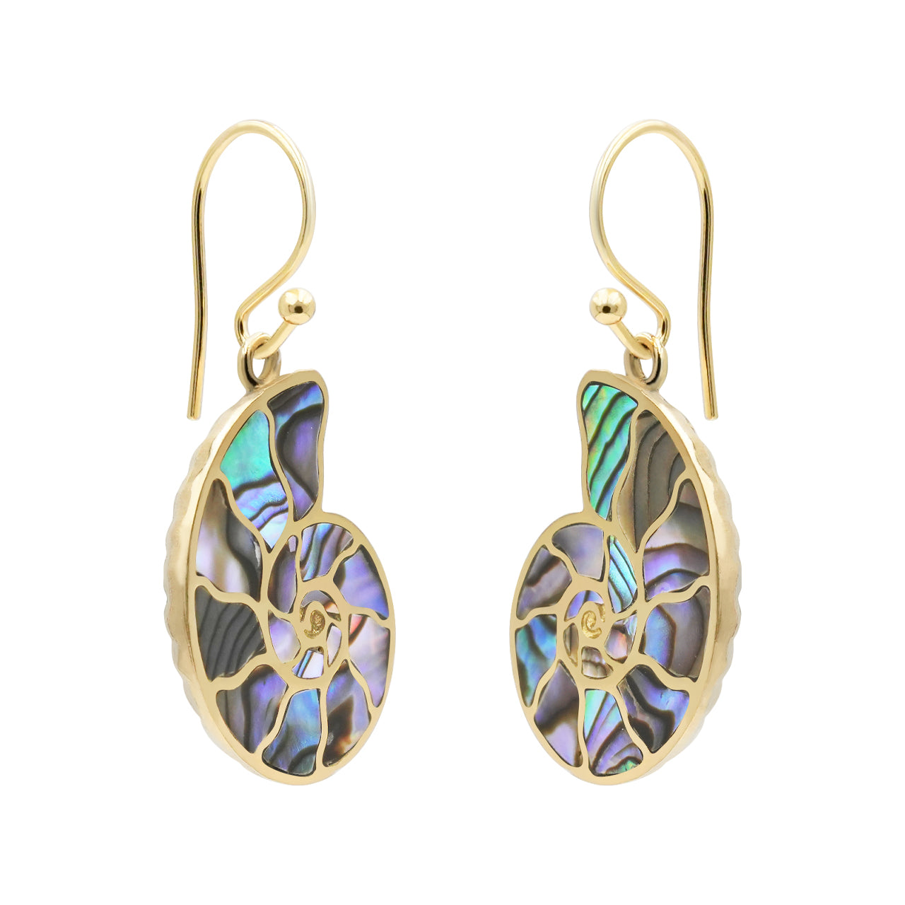 Starborn Nautilus-Ammonit mit Abalone-Muscheleinlage Ohrringe