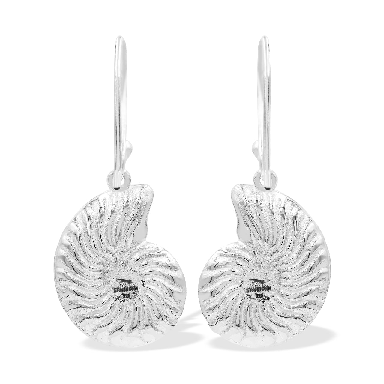 Arete Starborn Nautilus amonita con incrustaciones de piedras preciosas en plata de ley - Extra pequeño