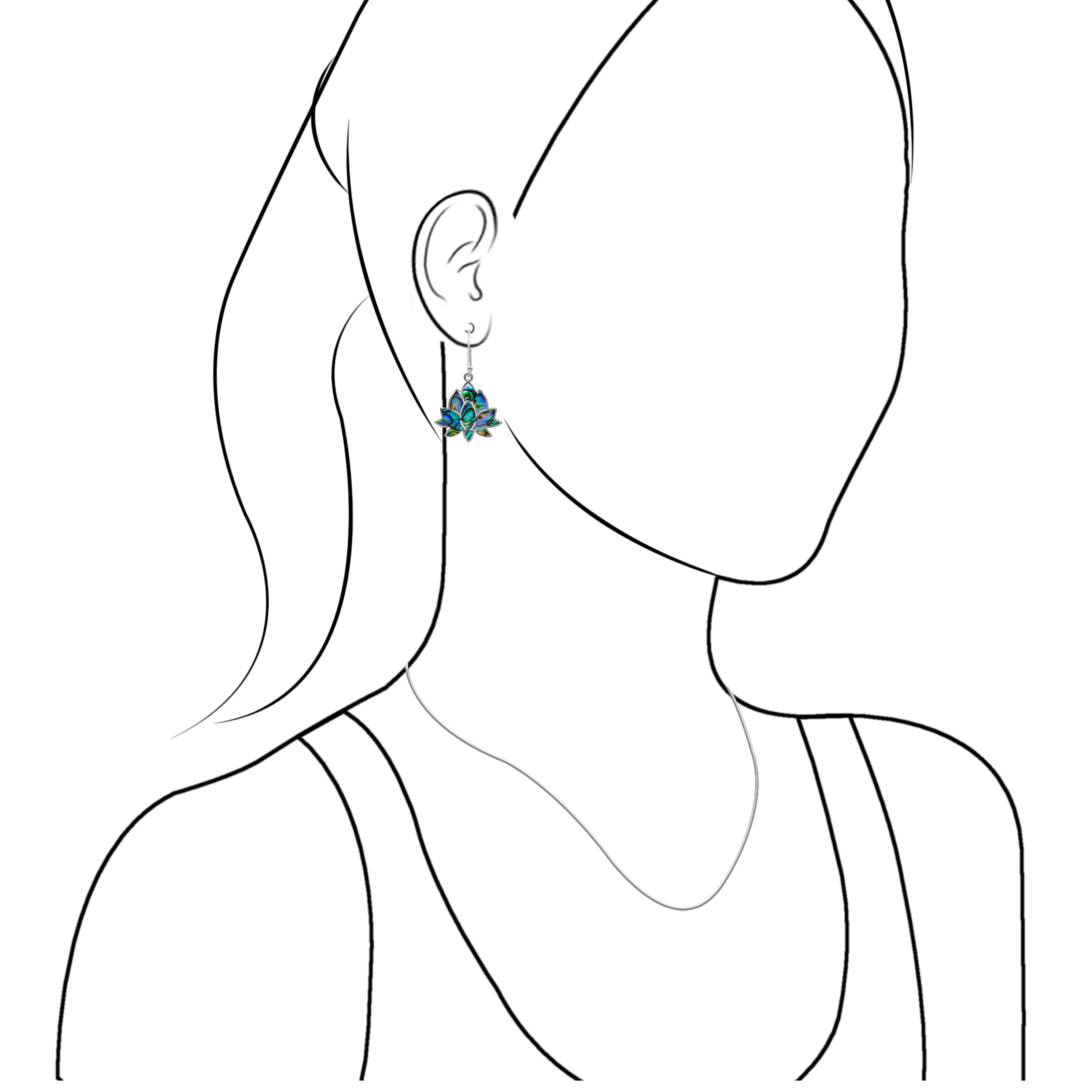 Starborn Gemstone Inlay Lotus Earring in Sterling Silver