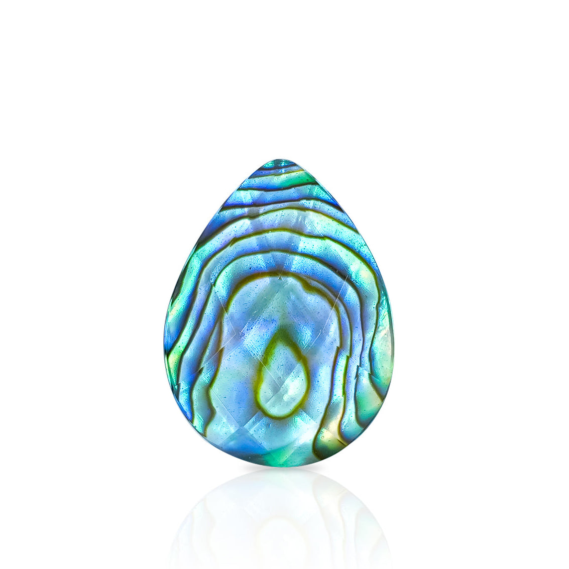 Faceted Abalone Shell Doublet Pear Cabochon