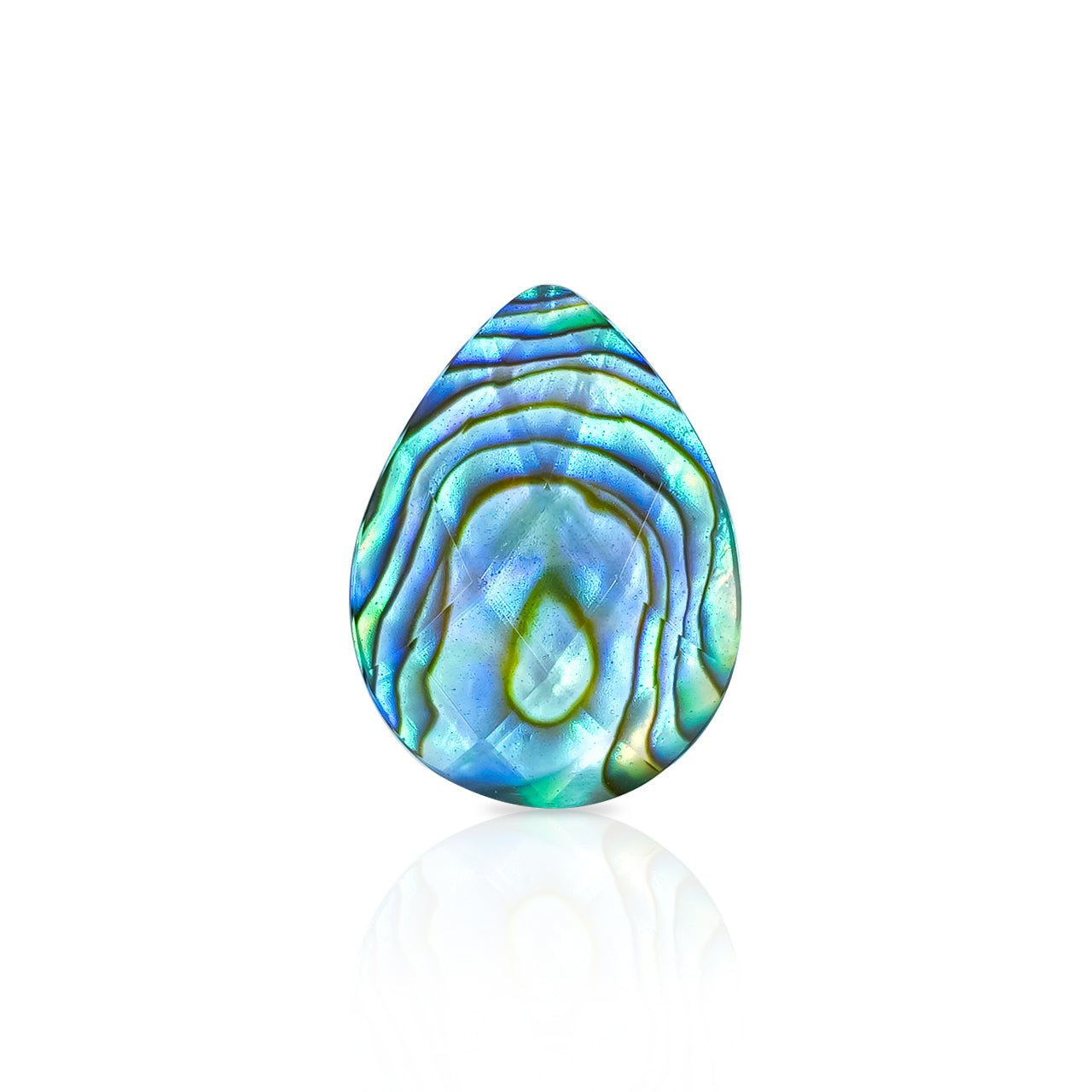 Faceted Abalone Shell Doublet Pear Cabochon