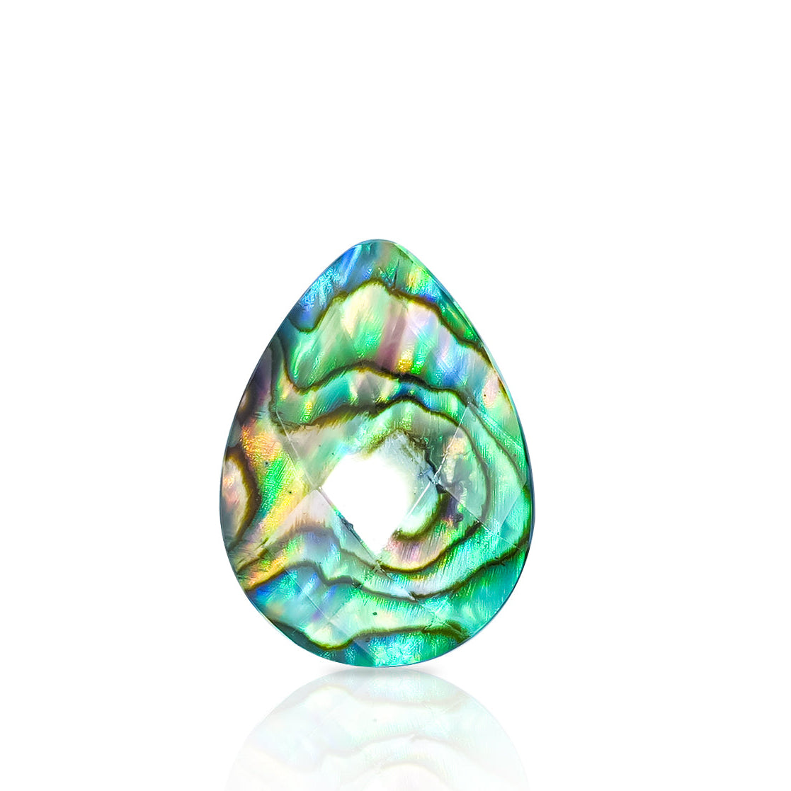 Starborn Faceted Abalone Shell Doublet Pear Cabochon - 1 Piece