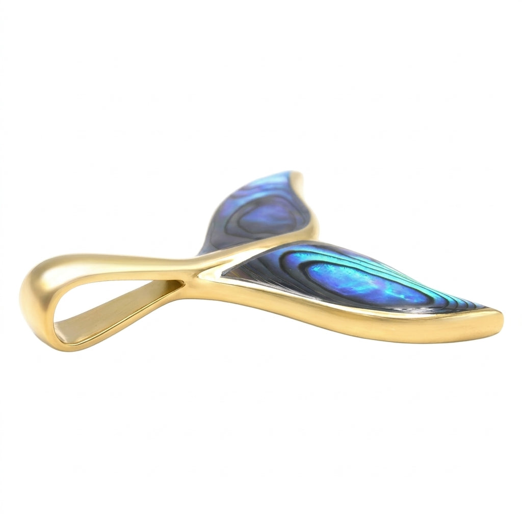 Starborn Abalone Whale Tail Pendant in Sterling Silver