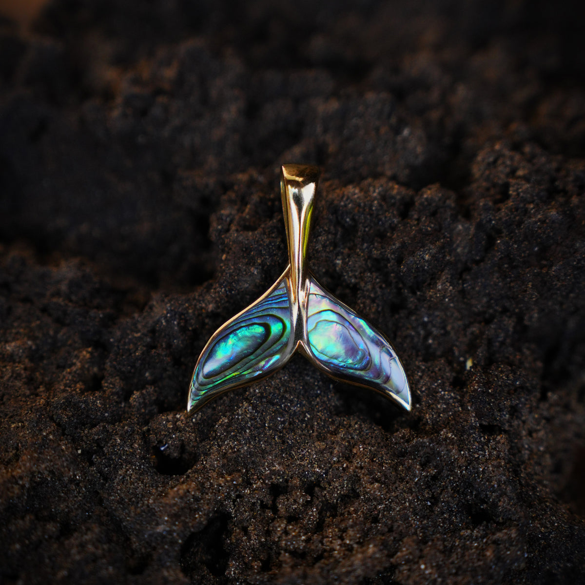 Starborn Abalone Whale Tail Pendant in Sterling Silver