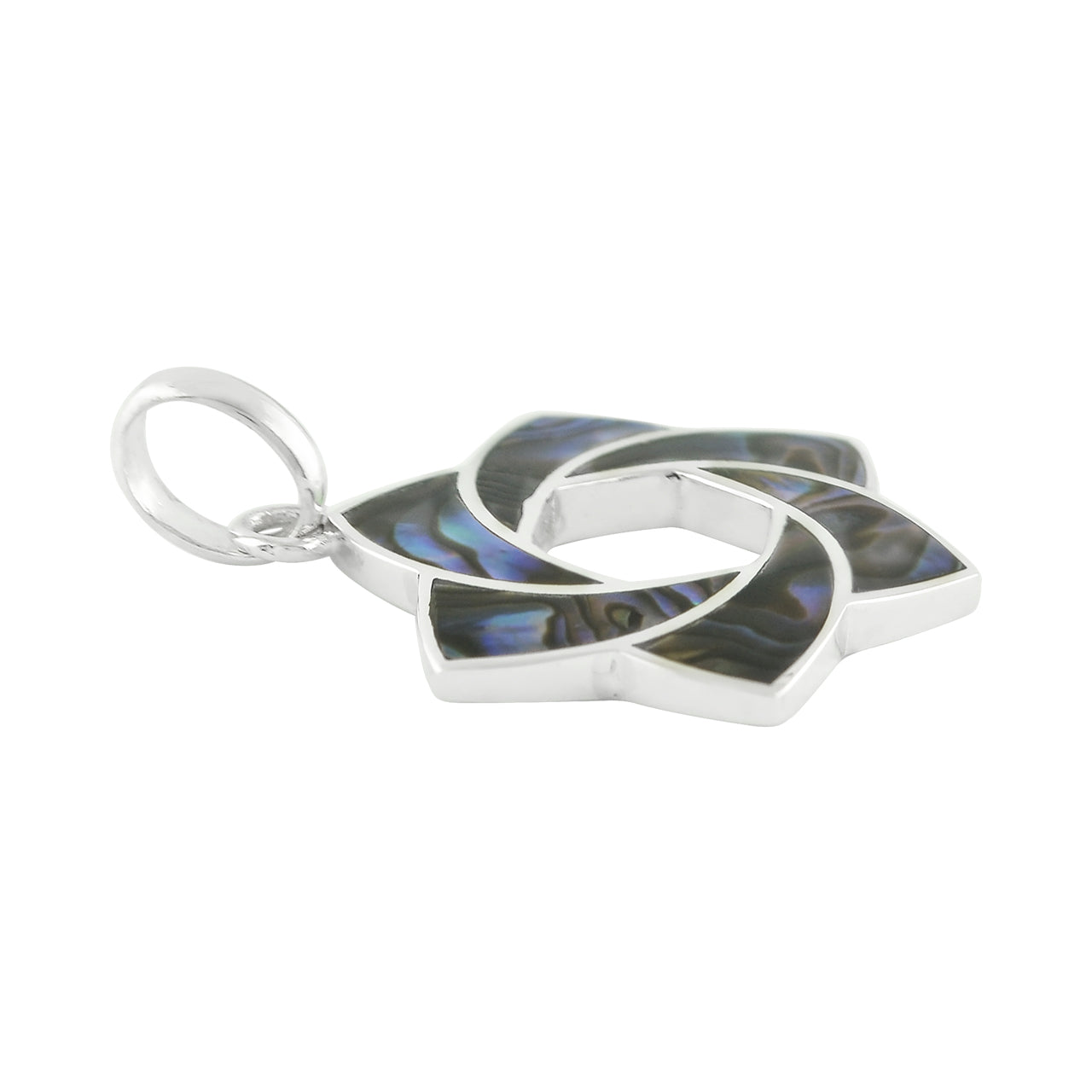 Colgante con forma de estrella de seis puntas y esfera de piedras preciosas en plata de ley