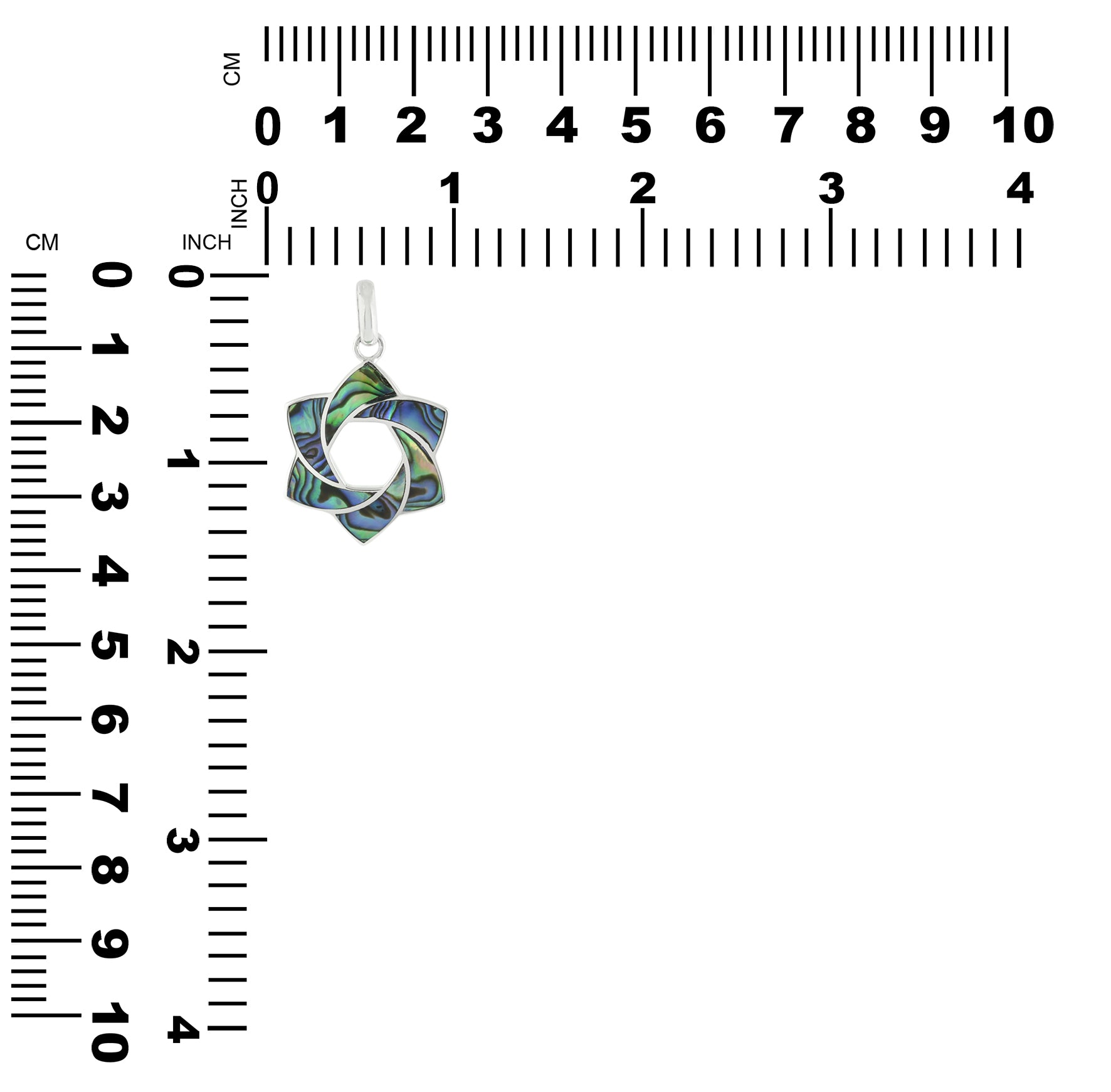 Colgante con forma de estrella de seis puntas y esfera de piedras preciosas en plata de ley