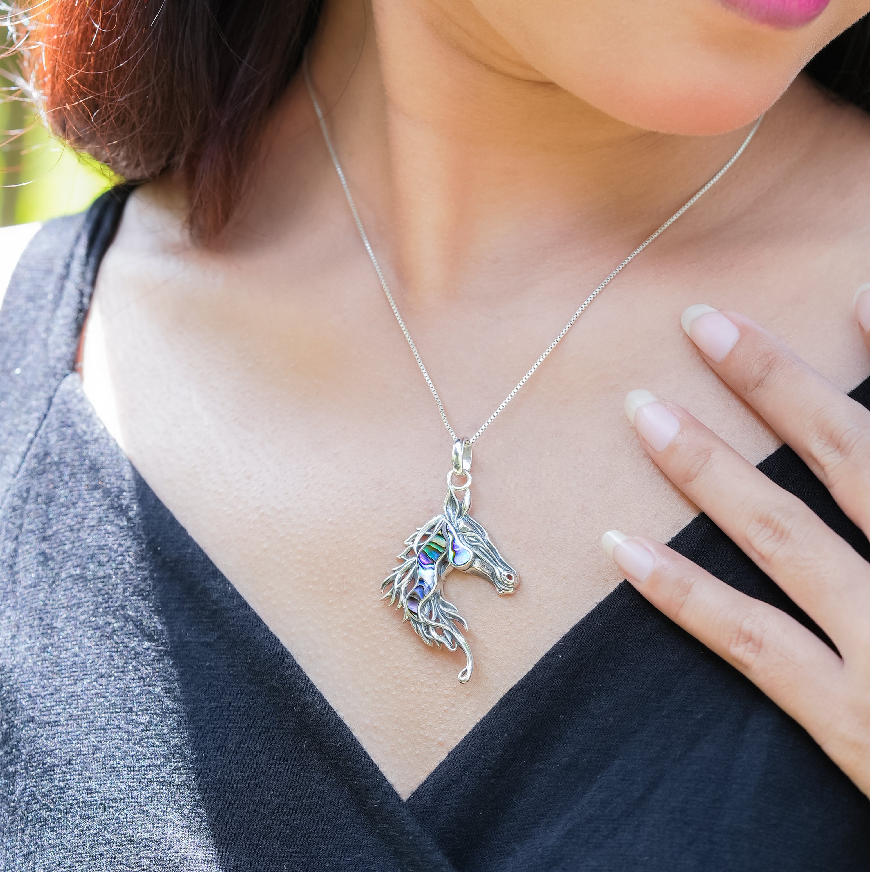 Starborn Gemstones Horse Head Pendant in Sterling Silver