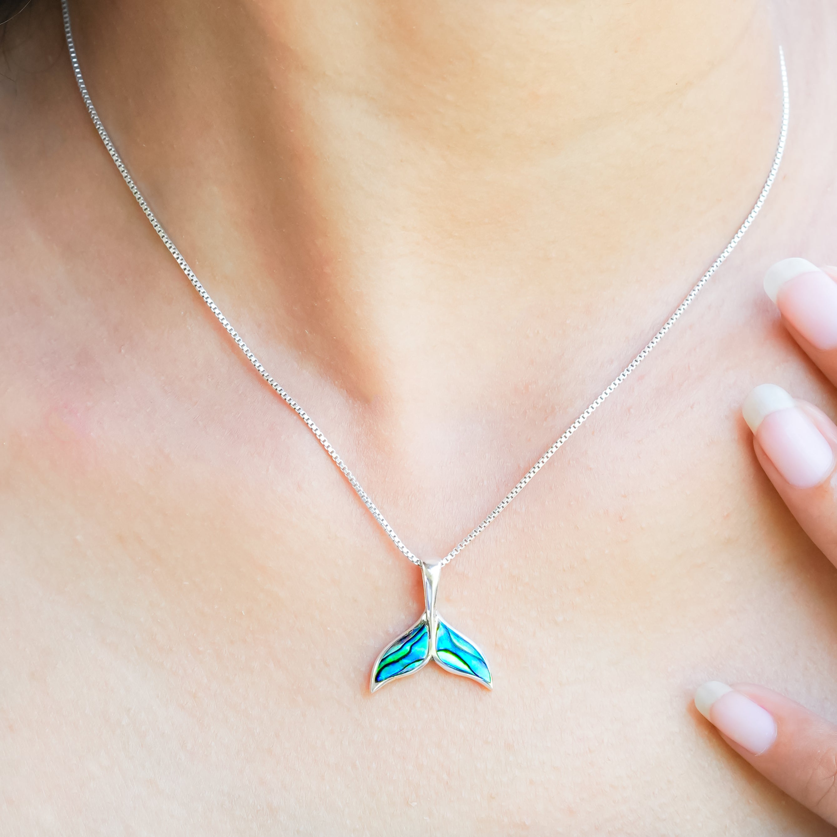 Starborn Abalone Whale Tail Pendant in Sterling Silver