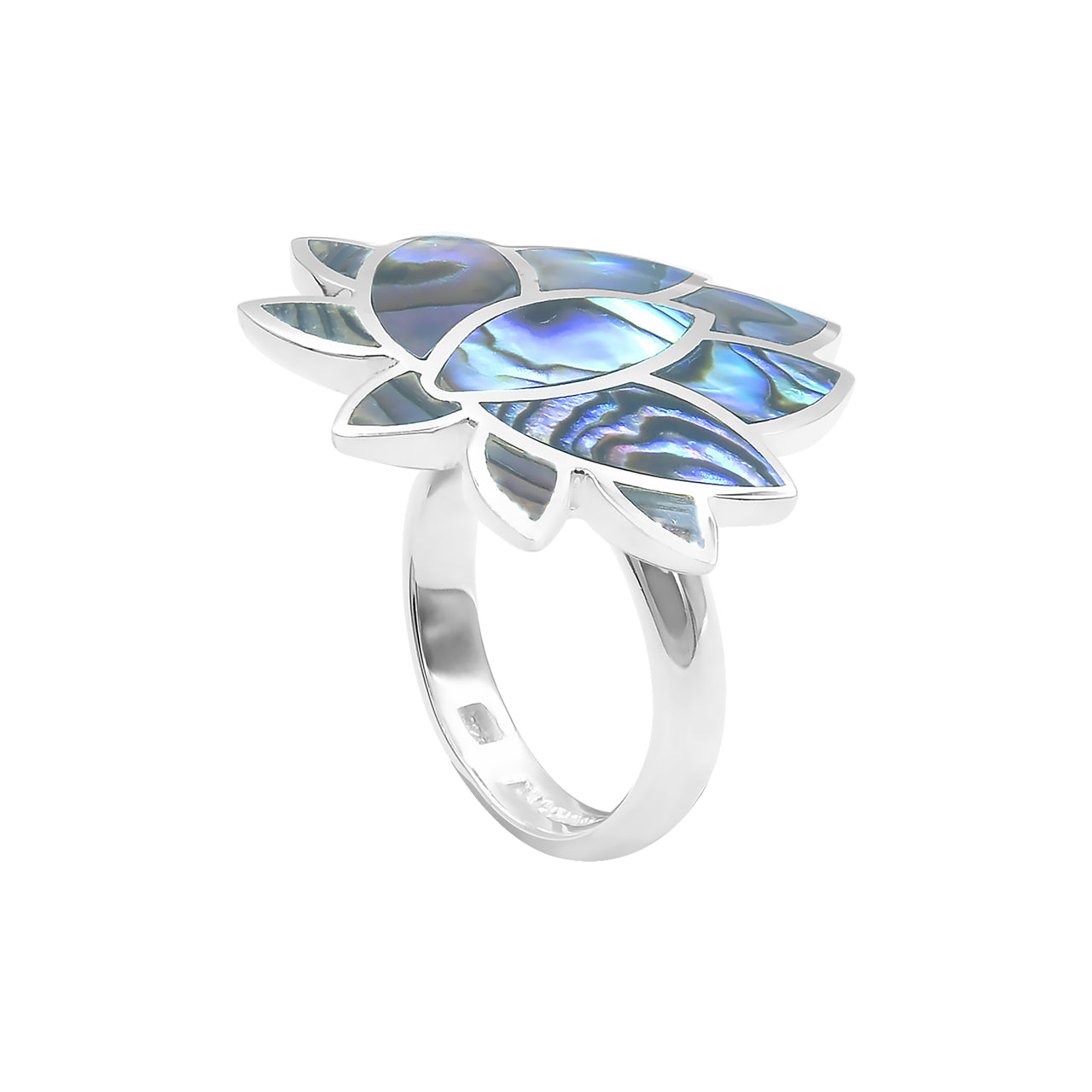Starborn Abalone Lotus Ring in Sterling Silver