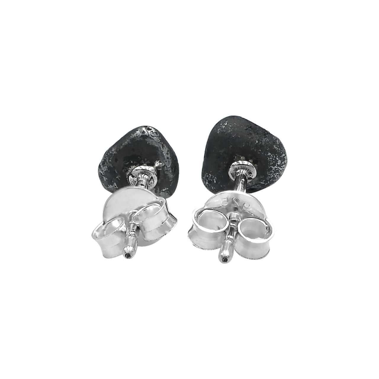 Aretes con forma de poste de meteorito Agoudal áspero de Starborn en plata de ley
