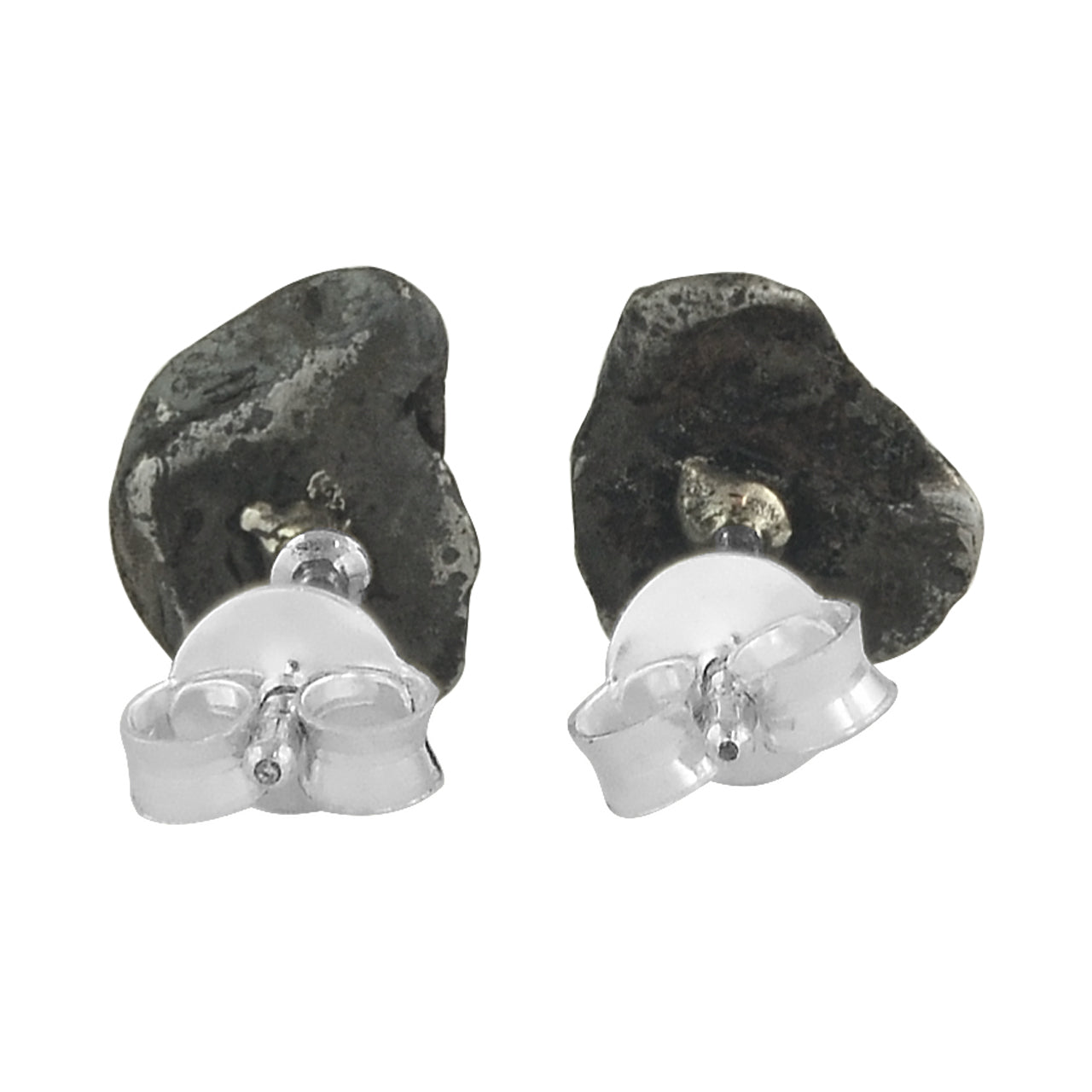 Aretes con forma de poste de meteorito Agoudal áspero de Starborn en plata de ley