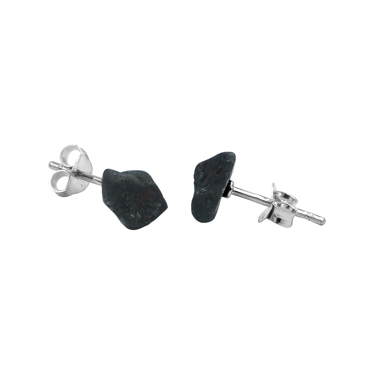 Aretes con forma de poste de meteorito Agoudal áspero de Starborn en plata de ley