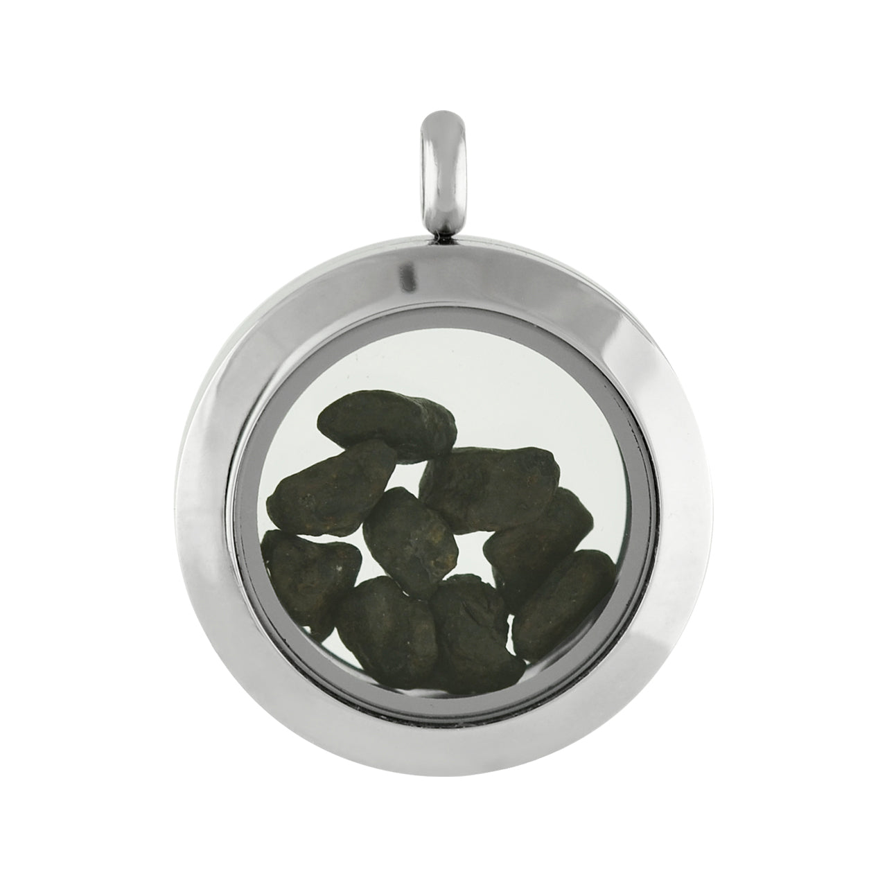 Starborn Agoudal Iron Meteorite Window Pendant Necklace in Stainless Steel