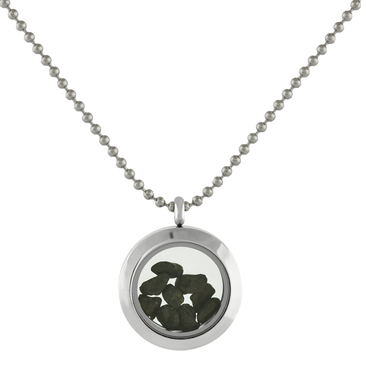 Starborn Agoudal Iron Meteorite Window Pendant Necklace in Stainless Steel