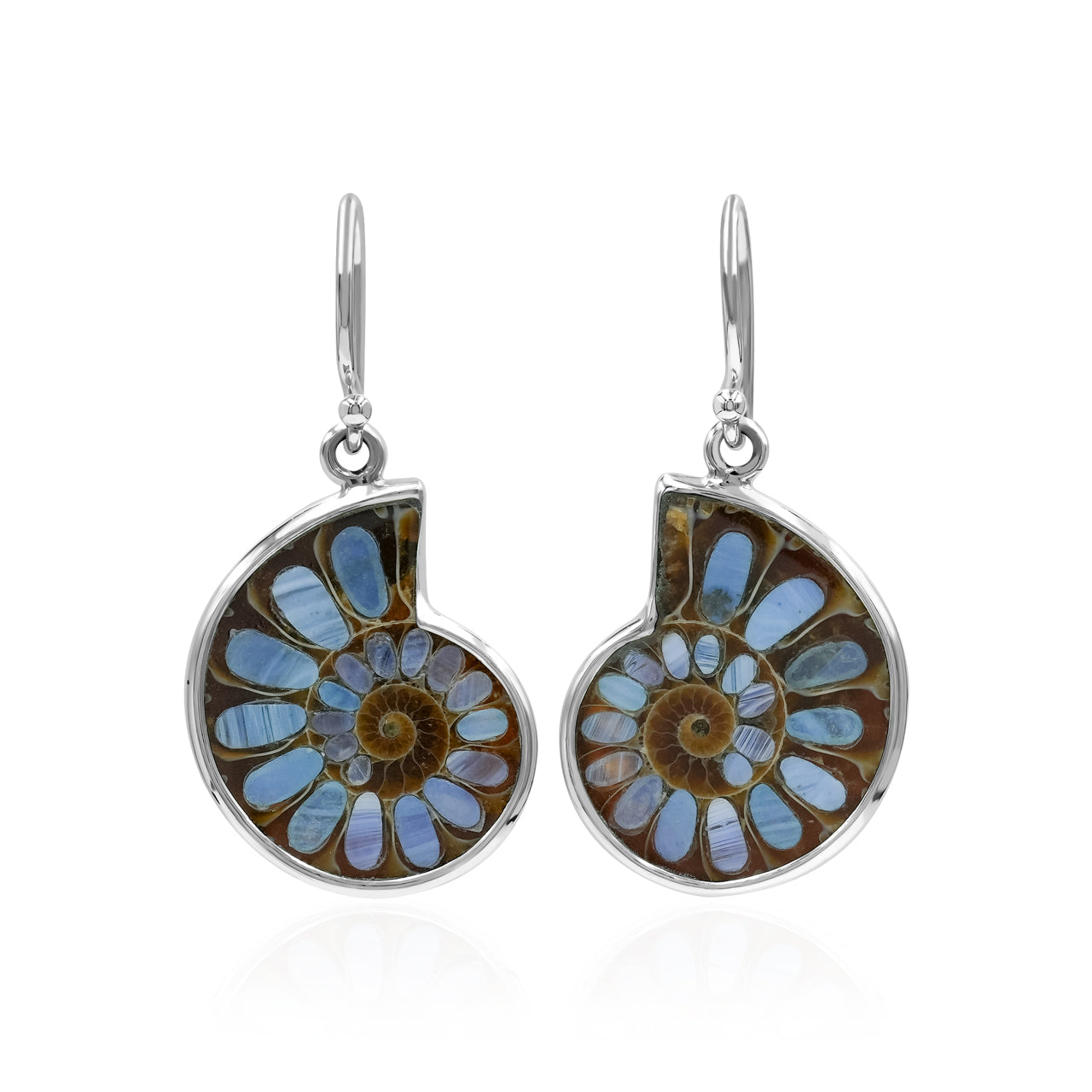 Aretes de amonita Starborn con incrustaciones de nácar en plata de ley