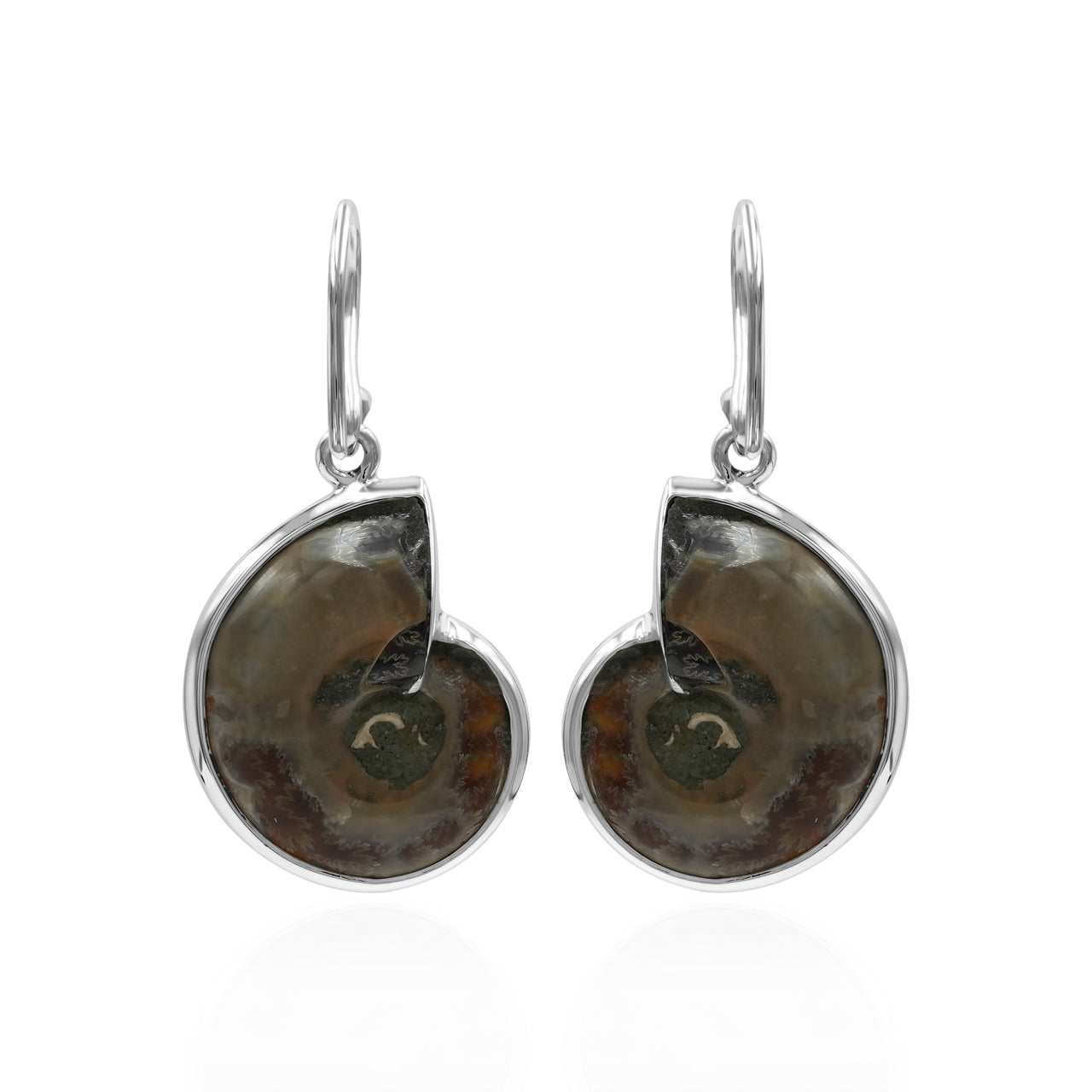 Aretes de amonita Starborn con incrustaciones de nácar en plata de ley