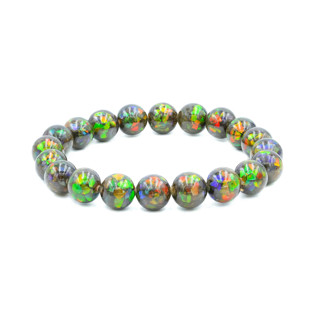Pulsera elástica con cuentas de ammolita de 11 mm Starborn