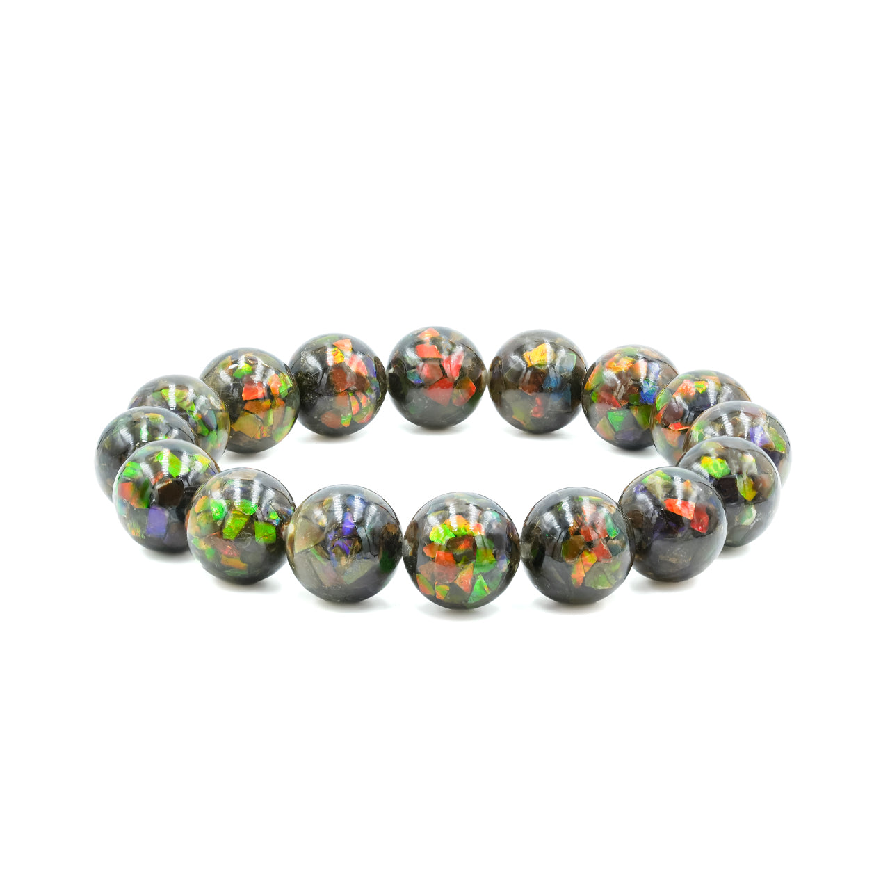 Pulsera elástica con cuentas de ammolita de 11 mm Starborn