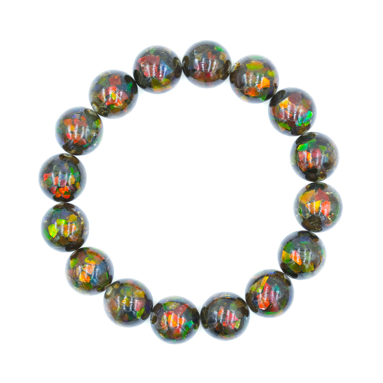 Starborn – Elastisches Armband mit Ammolit-Perlen, 11 mm