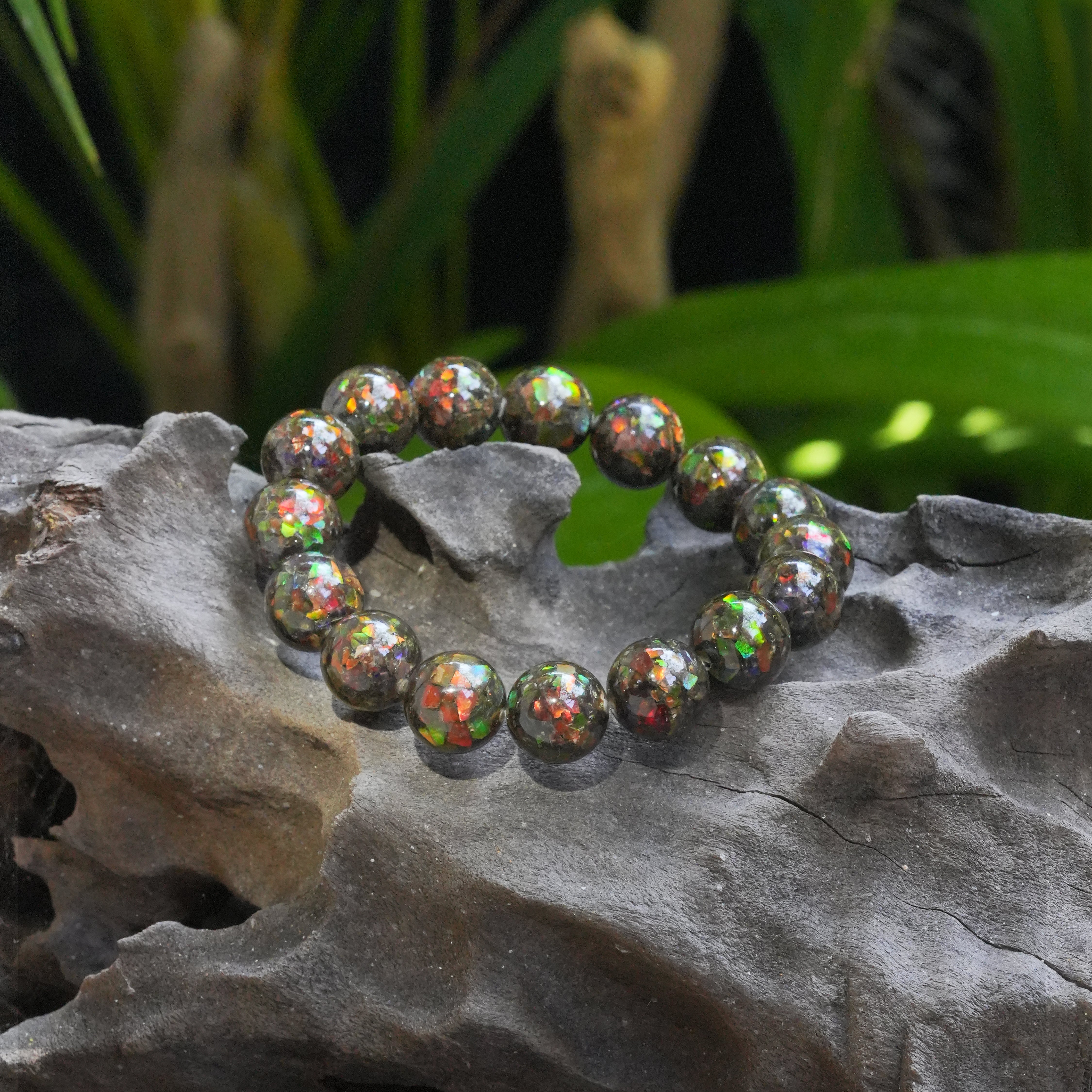 Pulsera Elástica de Ammolita Starborn con Cuentas