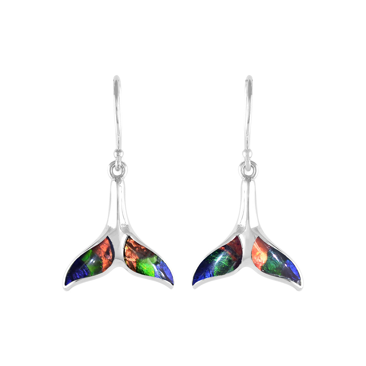 Starborn Gemstone Whale Tail Earrings in Sterling Silver