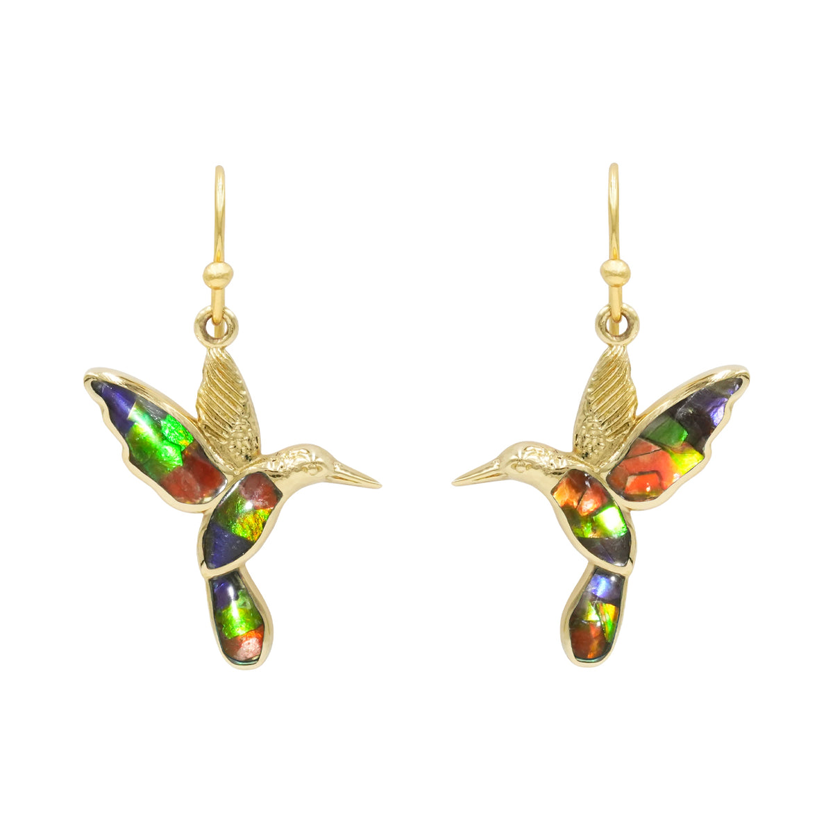 Starborn Ammolite Hummingbird Earrings in Sterling Silver