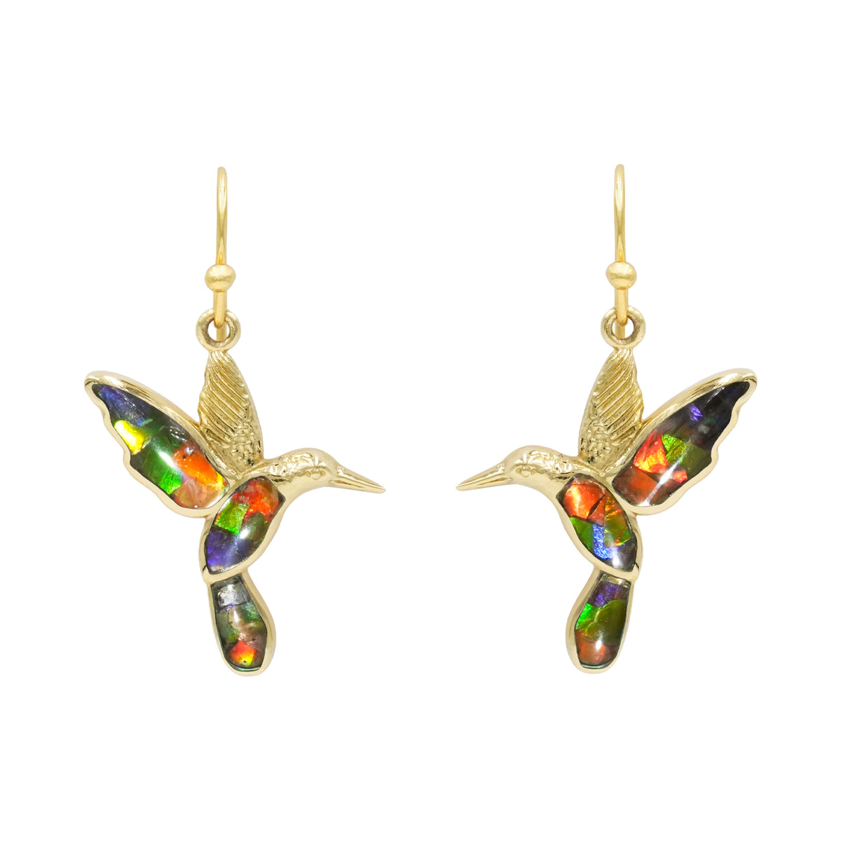 Starborn Ammolite Hummingbird Earrings in Sterling Silver