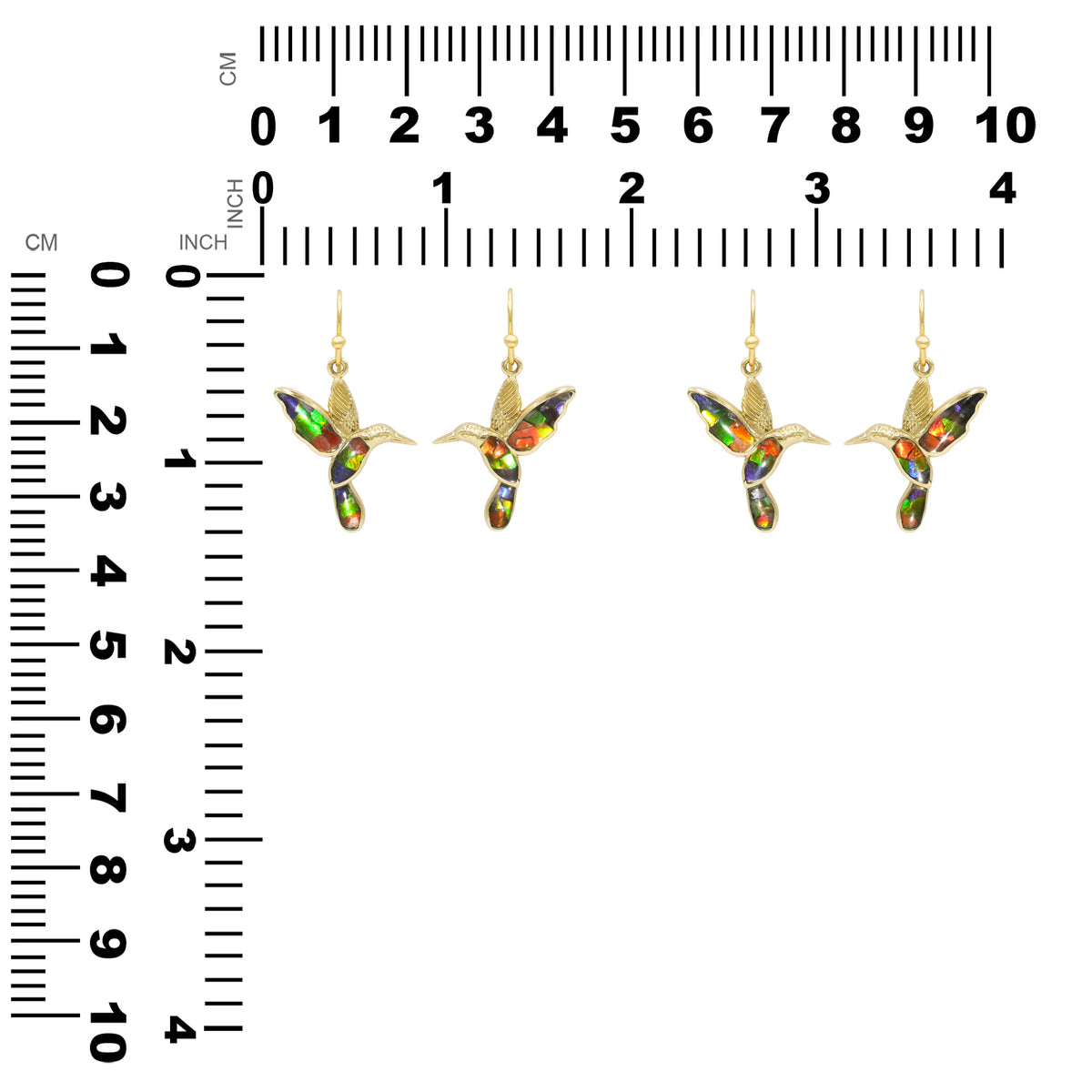 Starborn Ammolite Hummingbird Earrings in Sterling Silver
