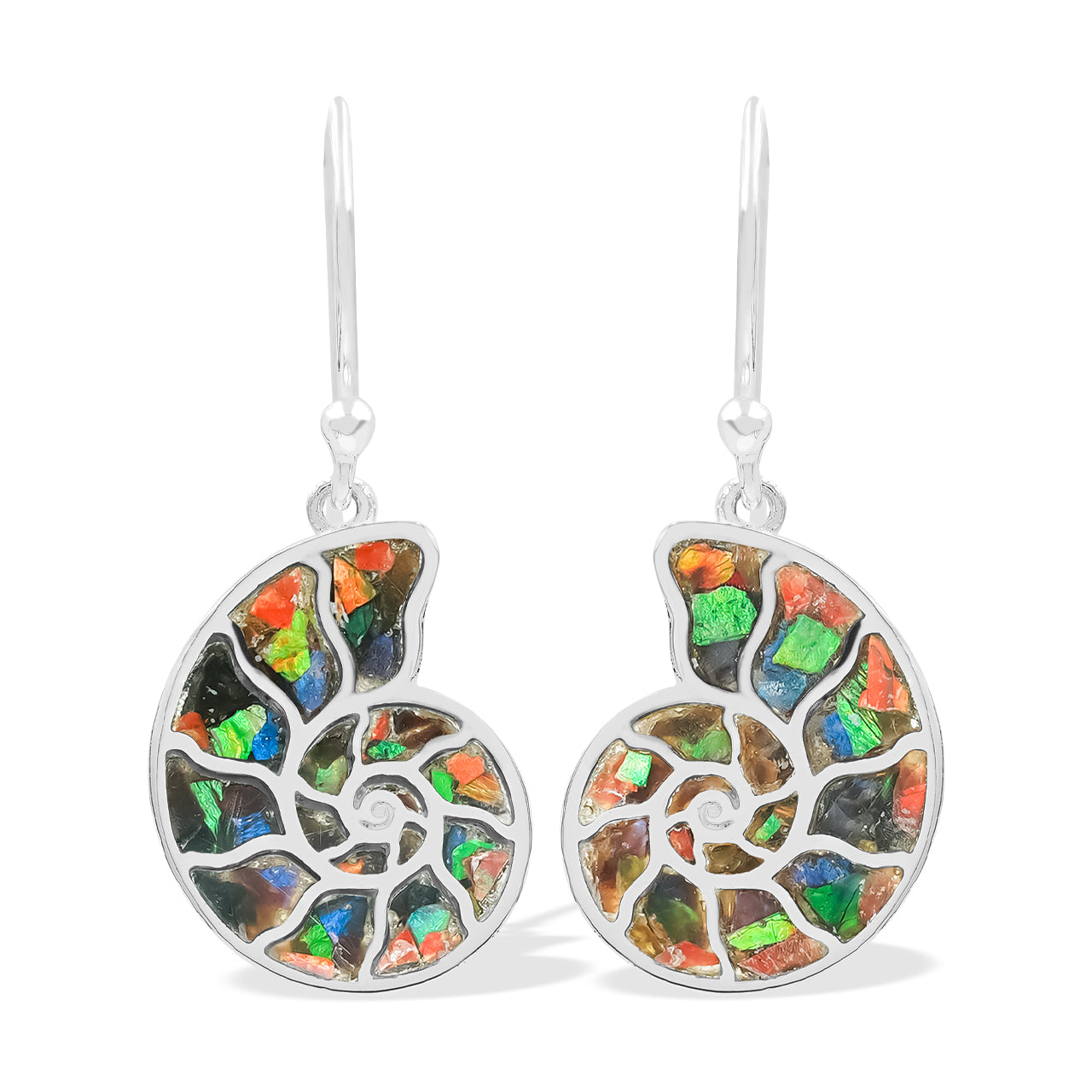 Arete Starborn Nautilus amonita con incrustaciones de piedras preciosas en plata de ley - Extra pequeño
