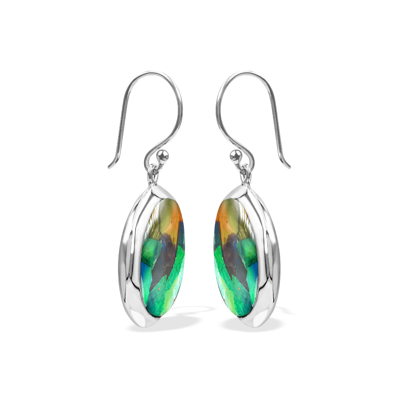 Starborn Round 15mm Ammolite Medallion Style Earring in Sterling Silver - Small