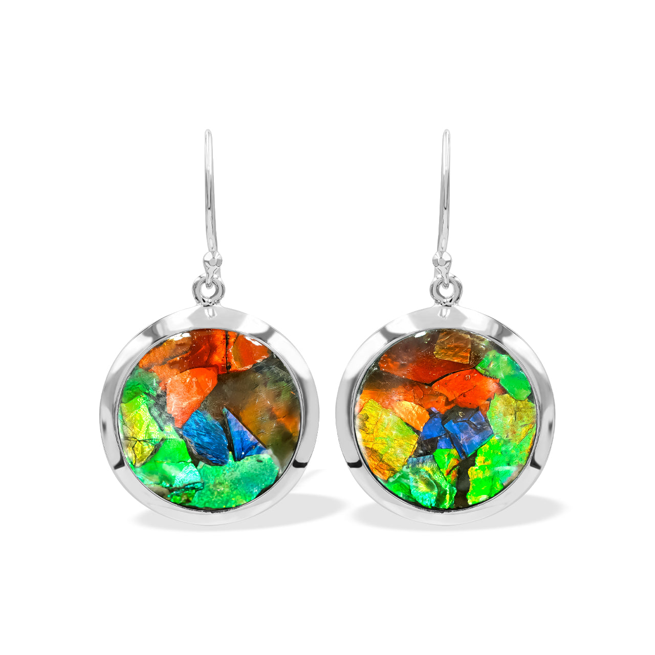 Pendiente estilo medallón con piedras preciosas redondas de 15 mm Starborn en plata de ley - Pequeño