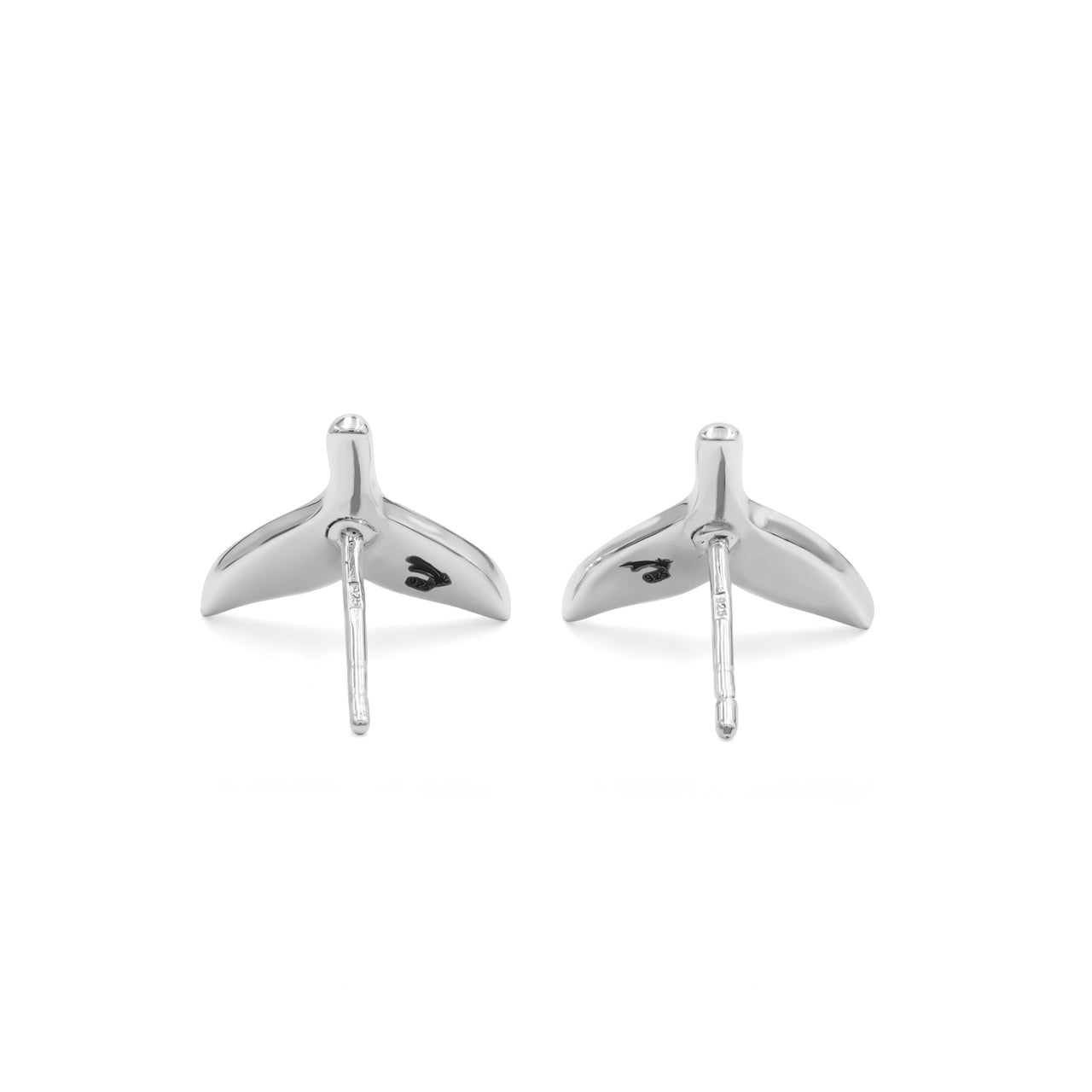 Starborn Whale Tail Gemstone Inlay Post Earrings in Sterling Silver - Extra Small