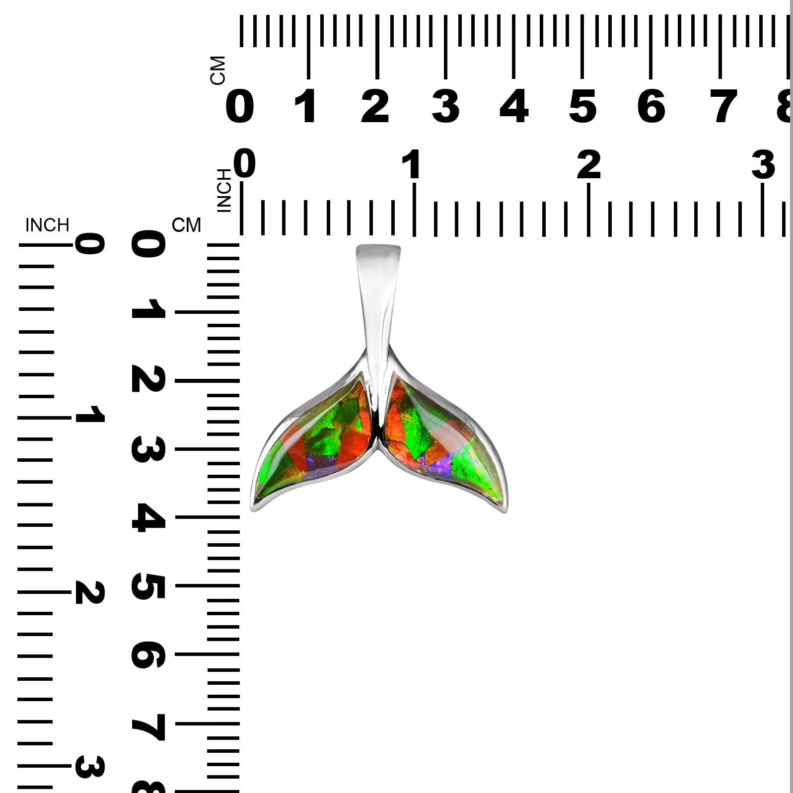 Starborn Ammolite Sterling Silver Whale Tail Pendant