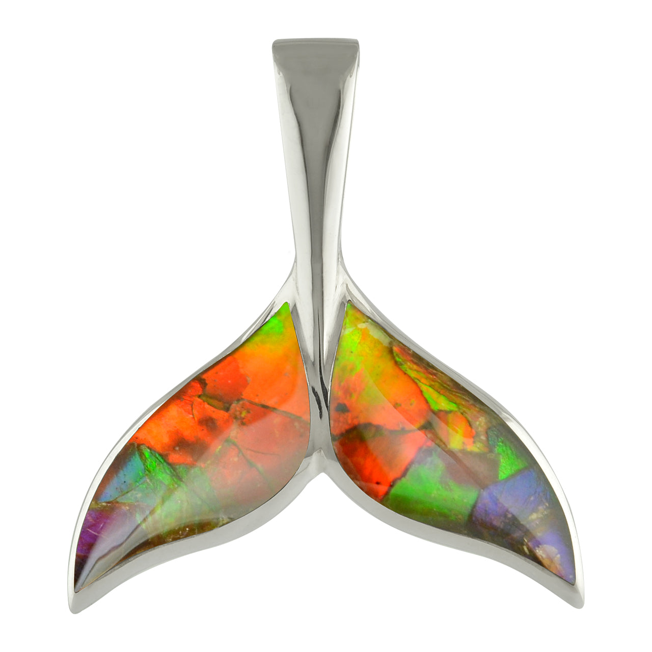 Starborn Ammolite Sterling Silver Whale Tail Pendant