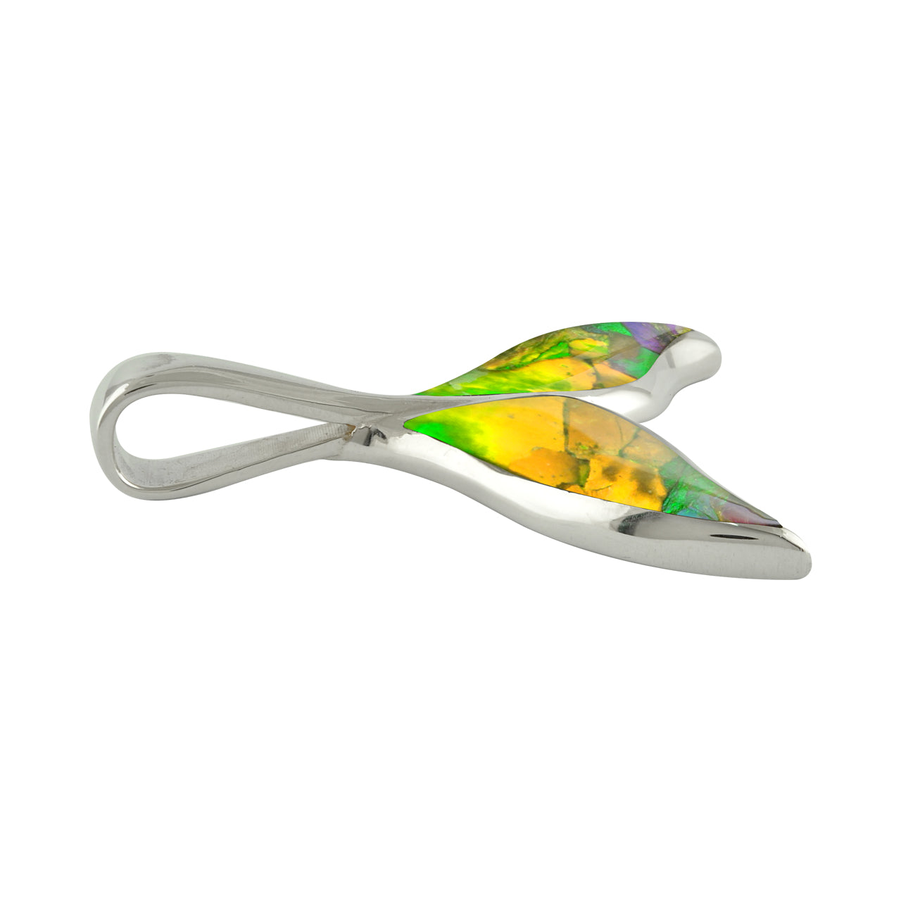 Starborn Ammolite Sterling Silver Whale Tail Pendant