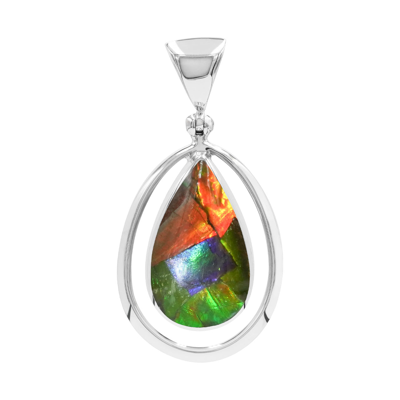Starborn Ammolite Birnenanhänger mit Rahmen in Sterling Silber