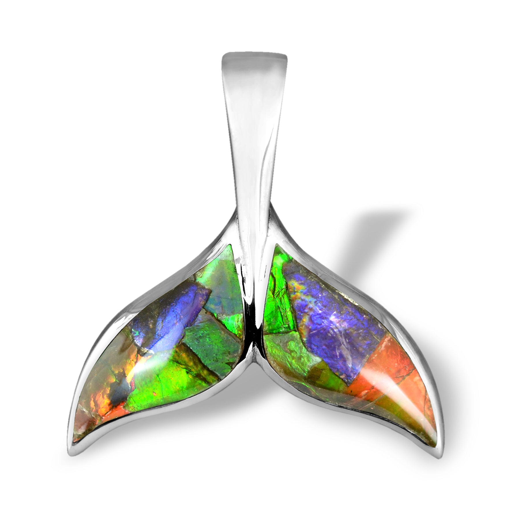 Starborn Ammolite Sterling Silver Whale Tail Pendant