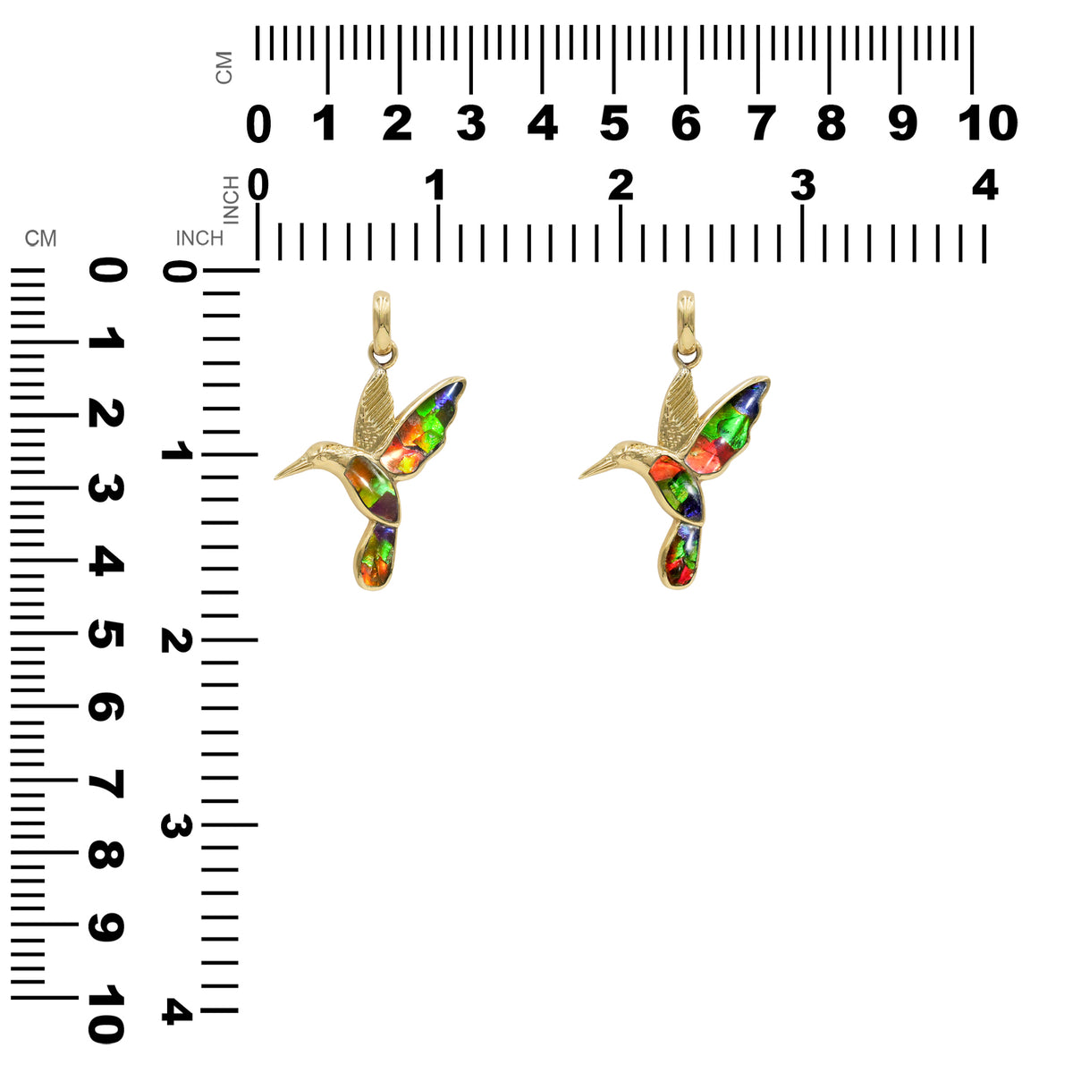 Starborn Ammolite and Sterling Silver Hummingbird Pendant