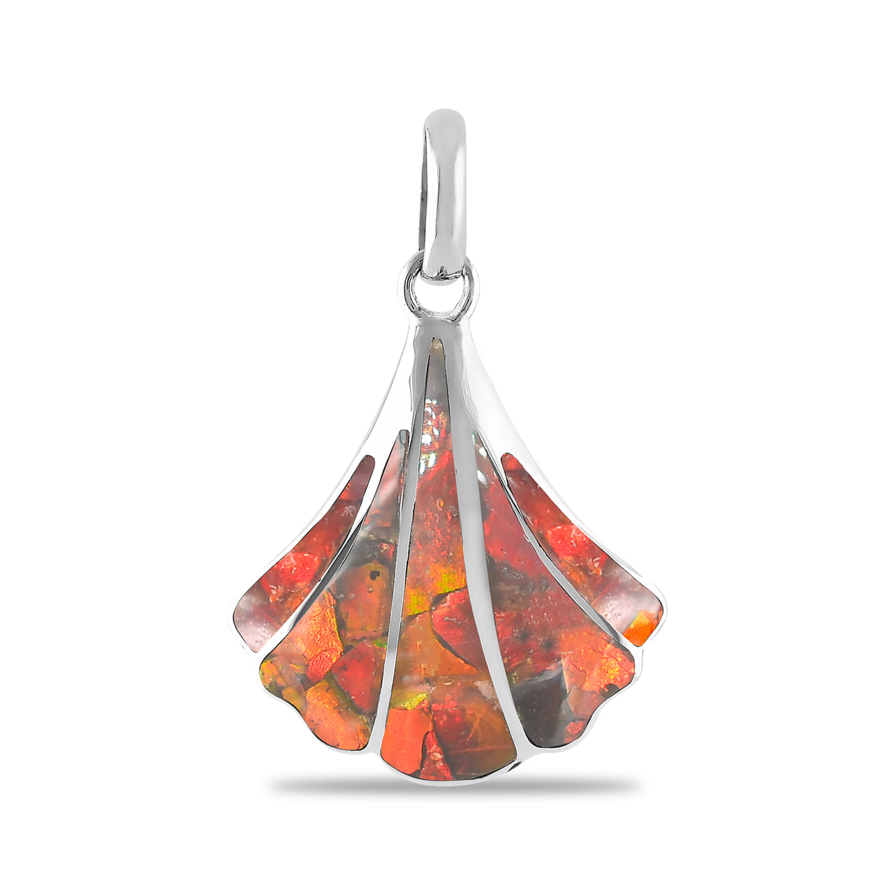 Starborn Beautiful Ammolite Inlay Seashell Pendant in Sterling Silver